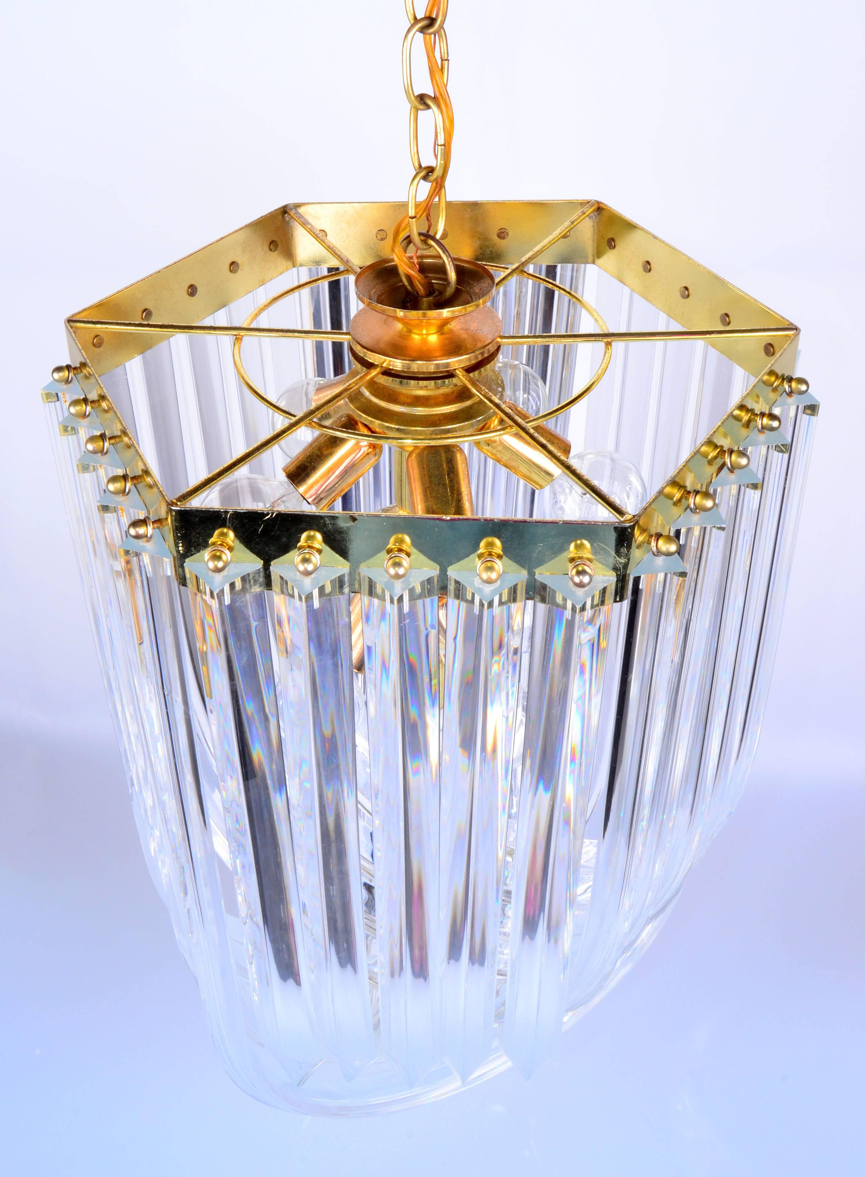 20th Century Lucite Ribbon Chandelier with Canopy