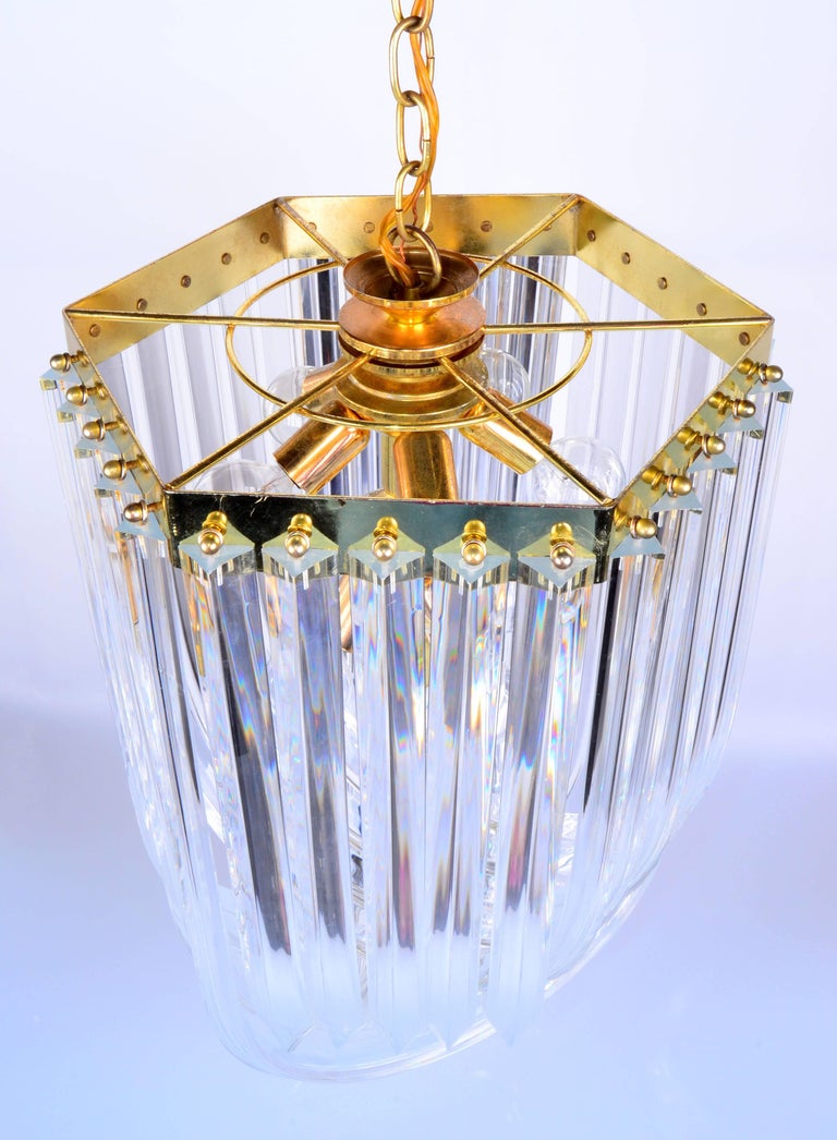 Lucite Ribbon Chandelier with Canopy For Sale at 1stDibs