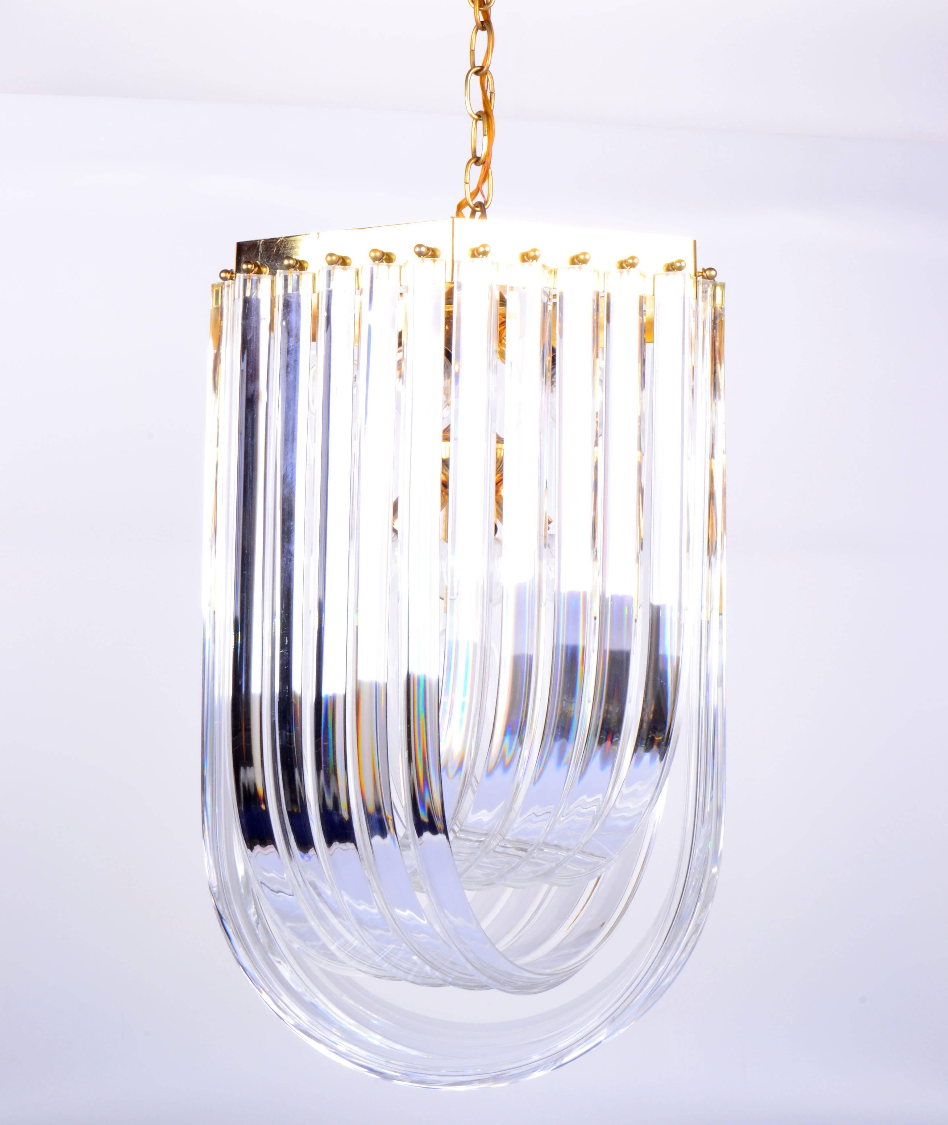 Lucite Ribbon Chandelier with Canopy 1