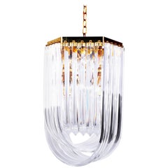 Lucite Ribbon Chandelier with Canopy