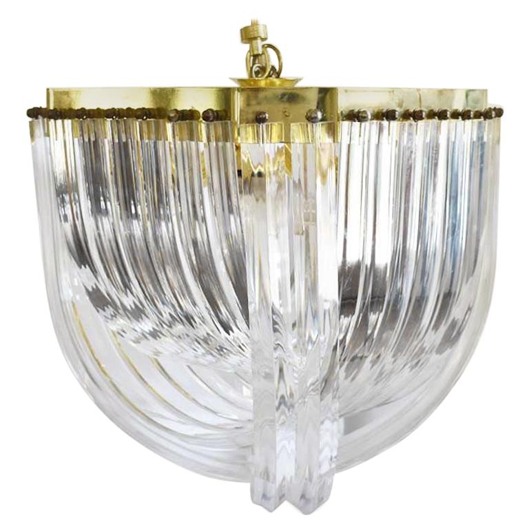 Lucite Ribbon Prism Chandelier in the Style of Triedri and Carlo Nason 1970s For Sale