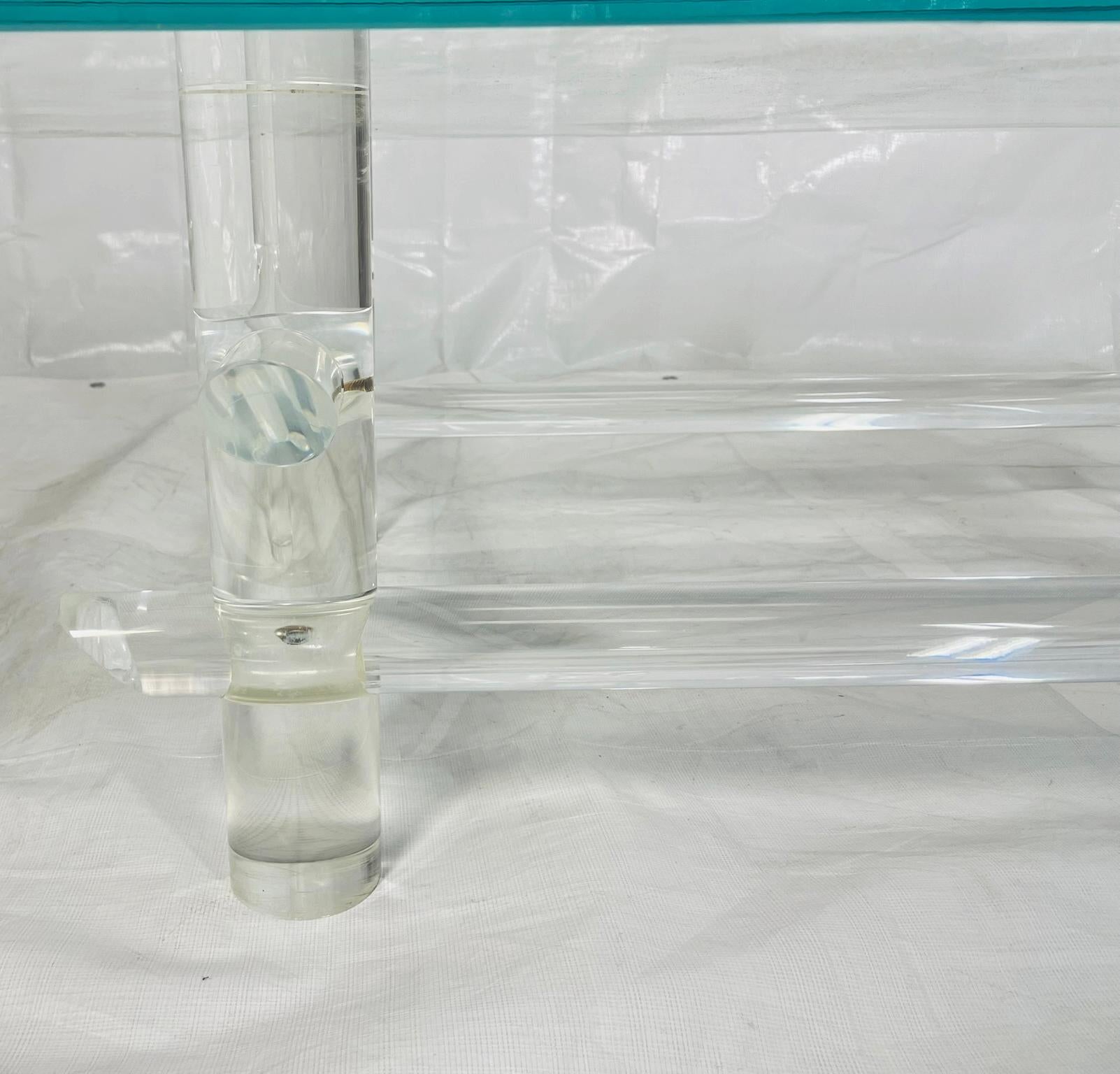 Lucite Rod & Glass Coffee Table Attributed to Les Prismatiques, 1970s en venta 5
