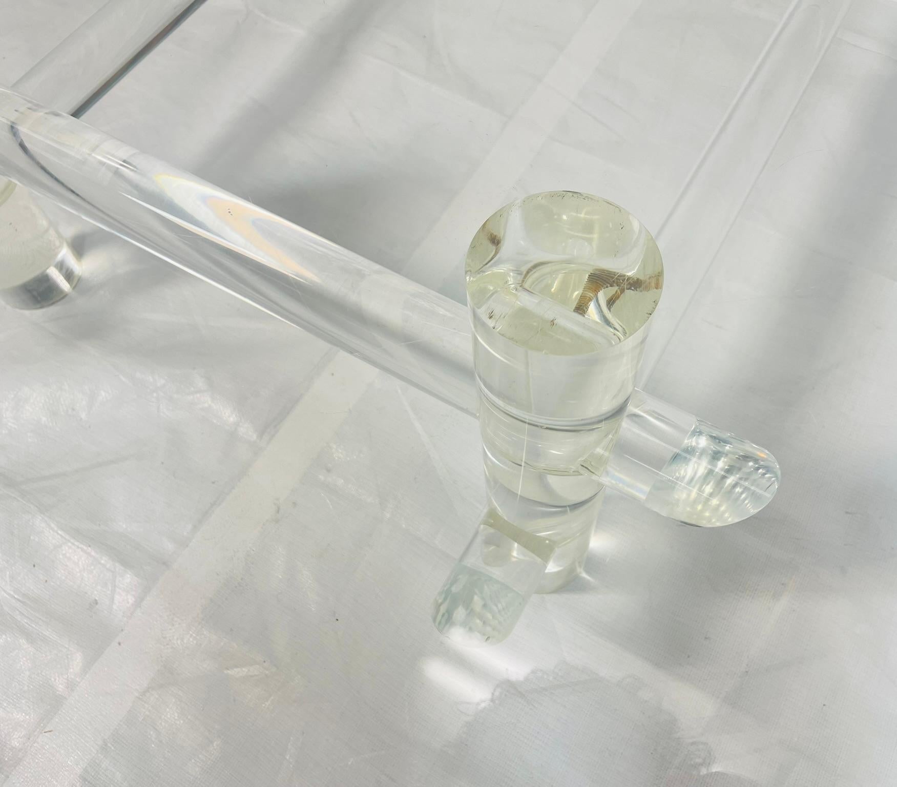 Lucite Rod & Glass Coffee Table Attributed to Les Prismatiques, 1970s en venta 6