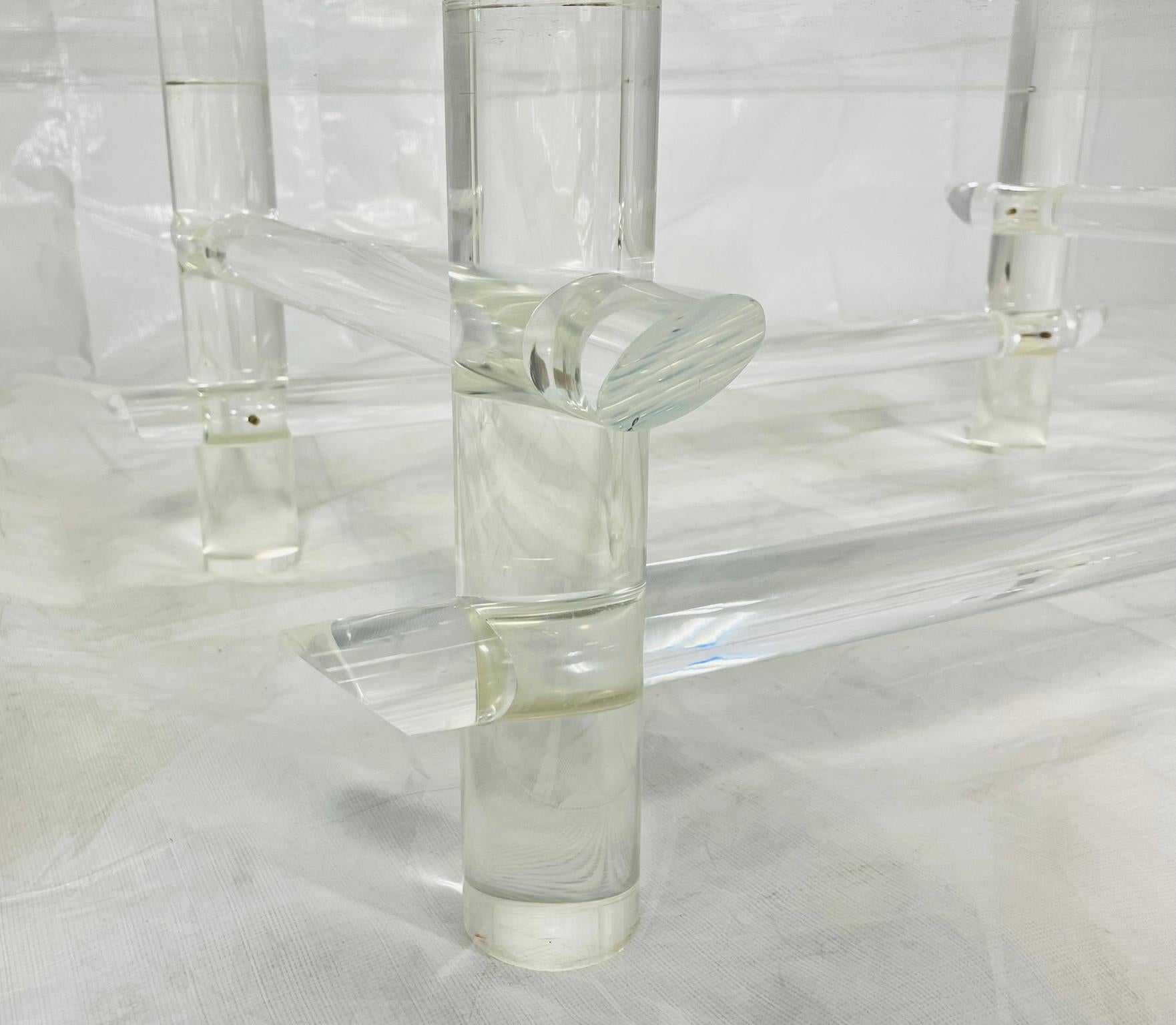 Lucite Rod & Glass Coffee Table Attributed to Les Prismatiques, 1970s en venta 10