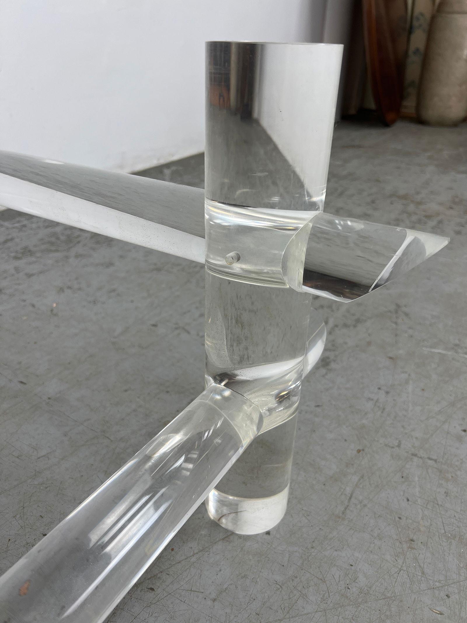 Lucite Rod & Glass Coffee Table Attributed to Les Prismatiques, 1970s en venta 12