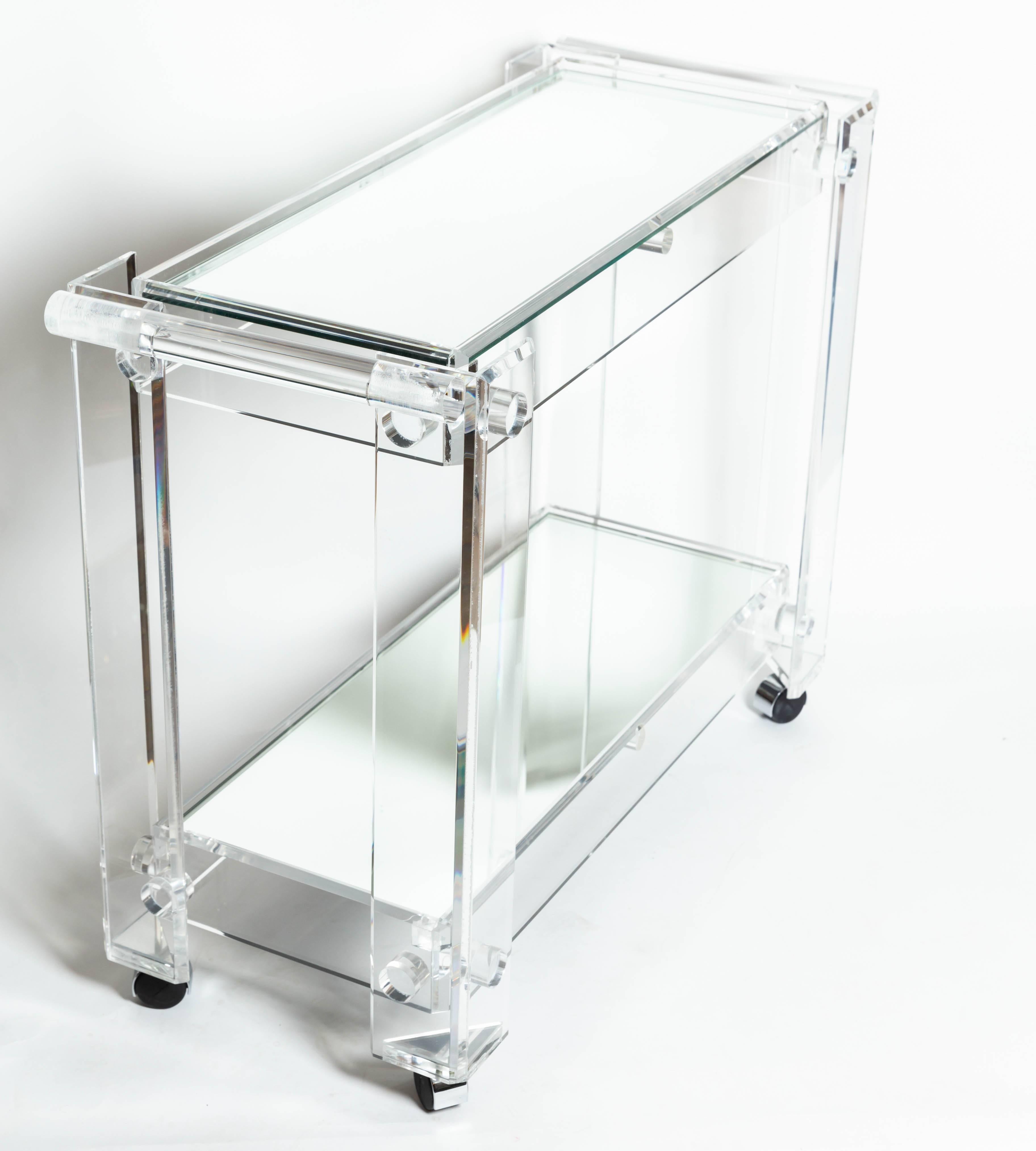 mirrored rolling cart