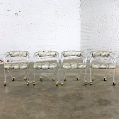 Lucite Rolling Chairs Style of Charles Hollis Jones for Pace Set of Four
