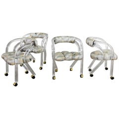 Vintage Lucite Rolling Chairs Style of Charles Hollis Jones for Pace Set of Four