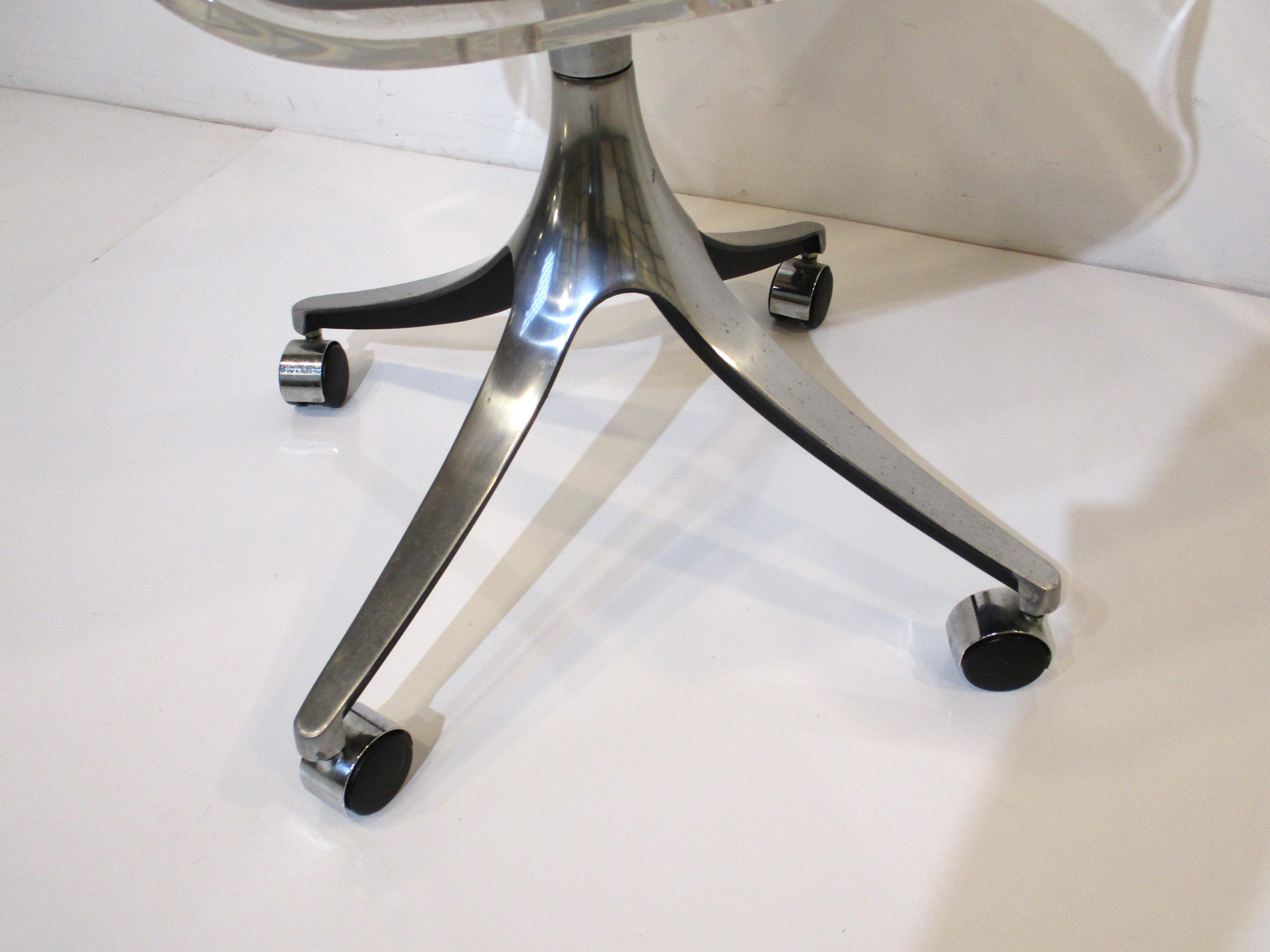 Lucite Rolling Desk Chair in the Style of Charles Hollis Jones by Hill Co 4