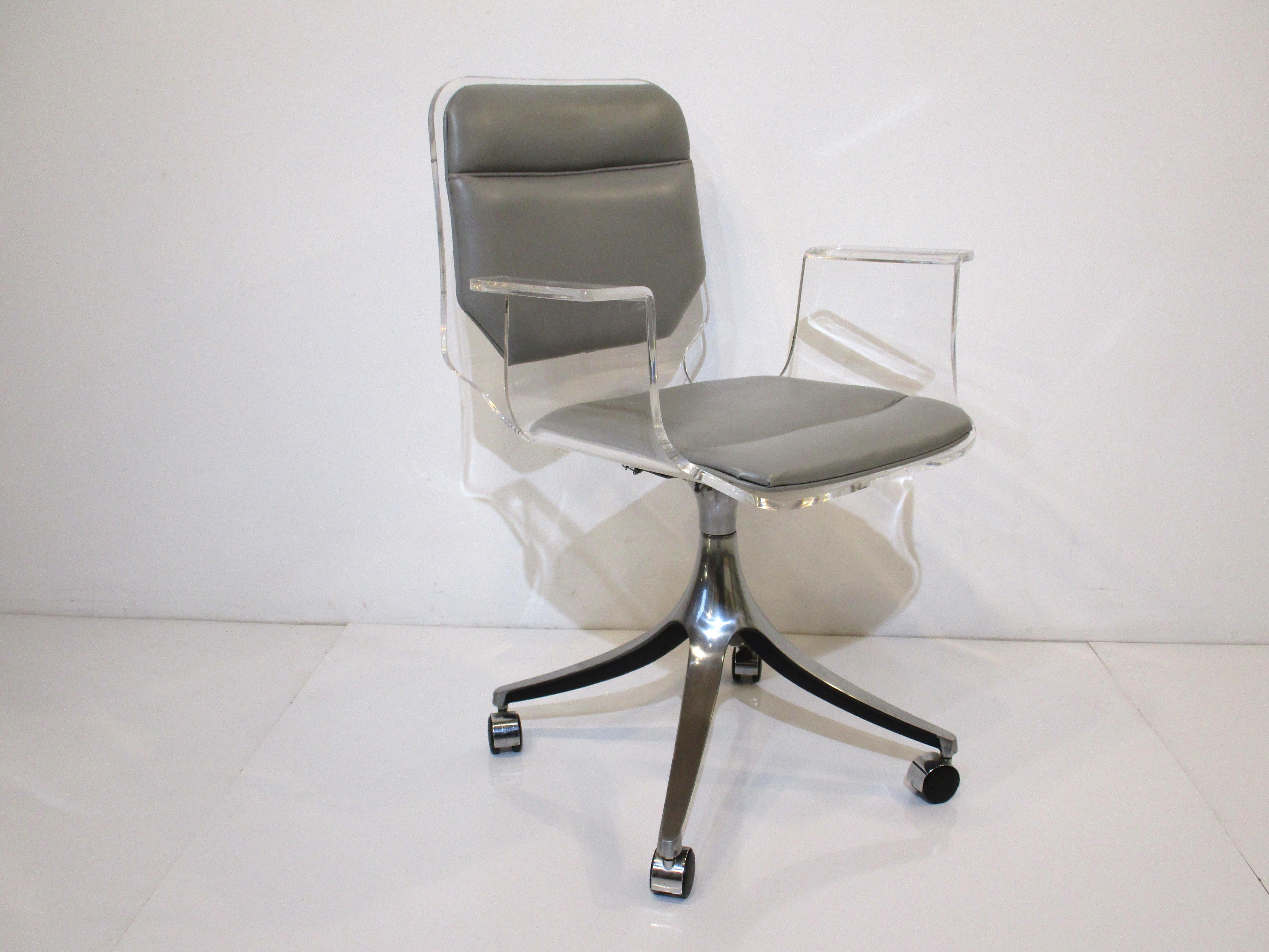 Lucite Rolling Desk Chair in the Style of Charles Hollis Jones by Hill Co 5