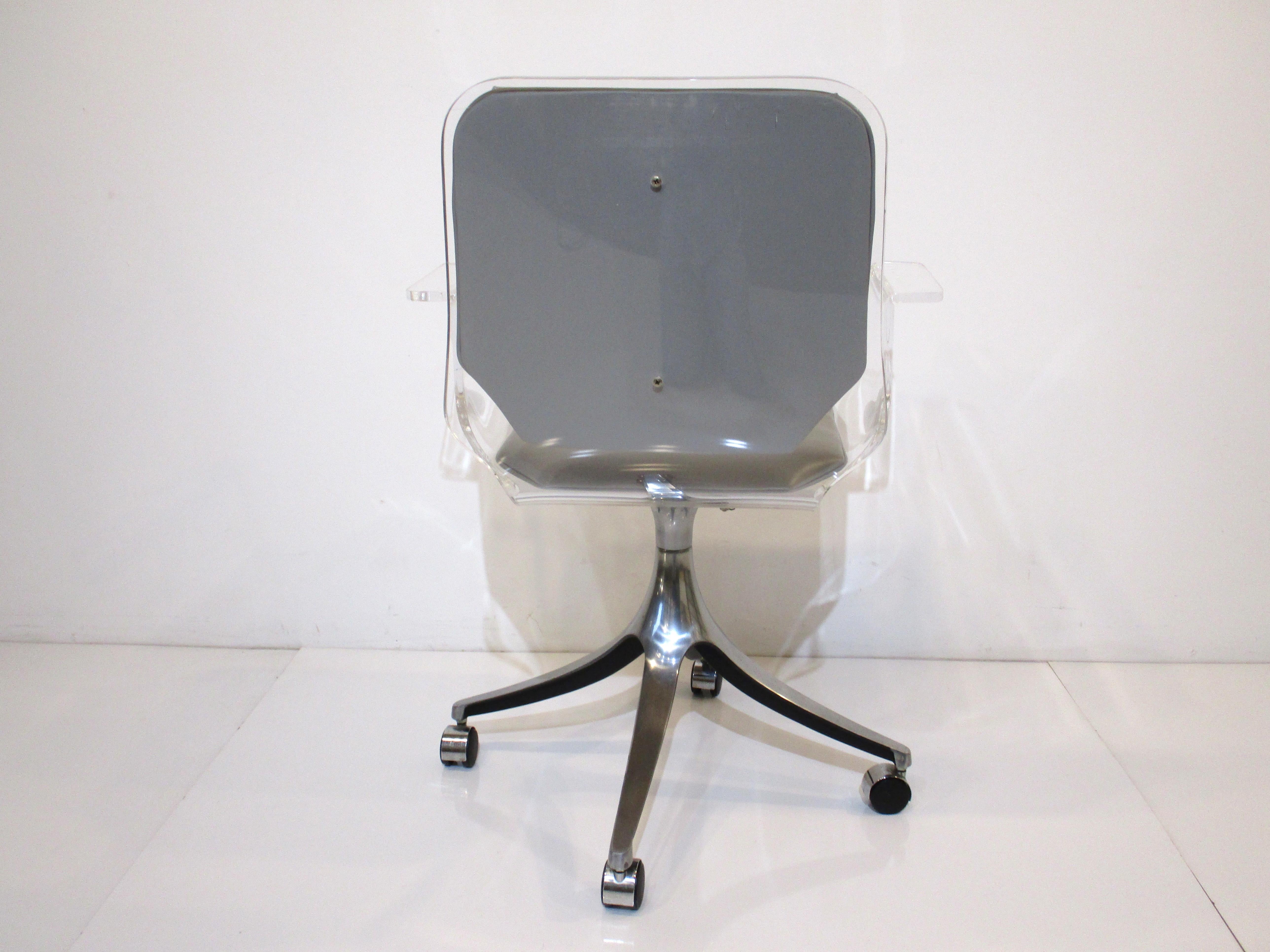 20th Century Lucite Rolling Desk Chair in the Style of Charles Hollis Jones by Hill Co