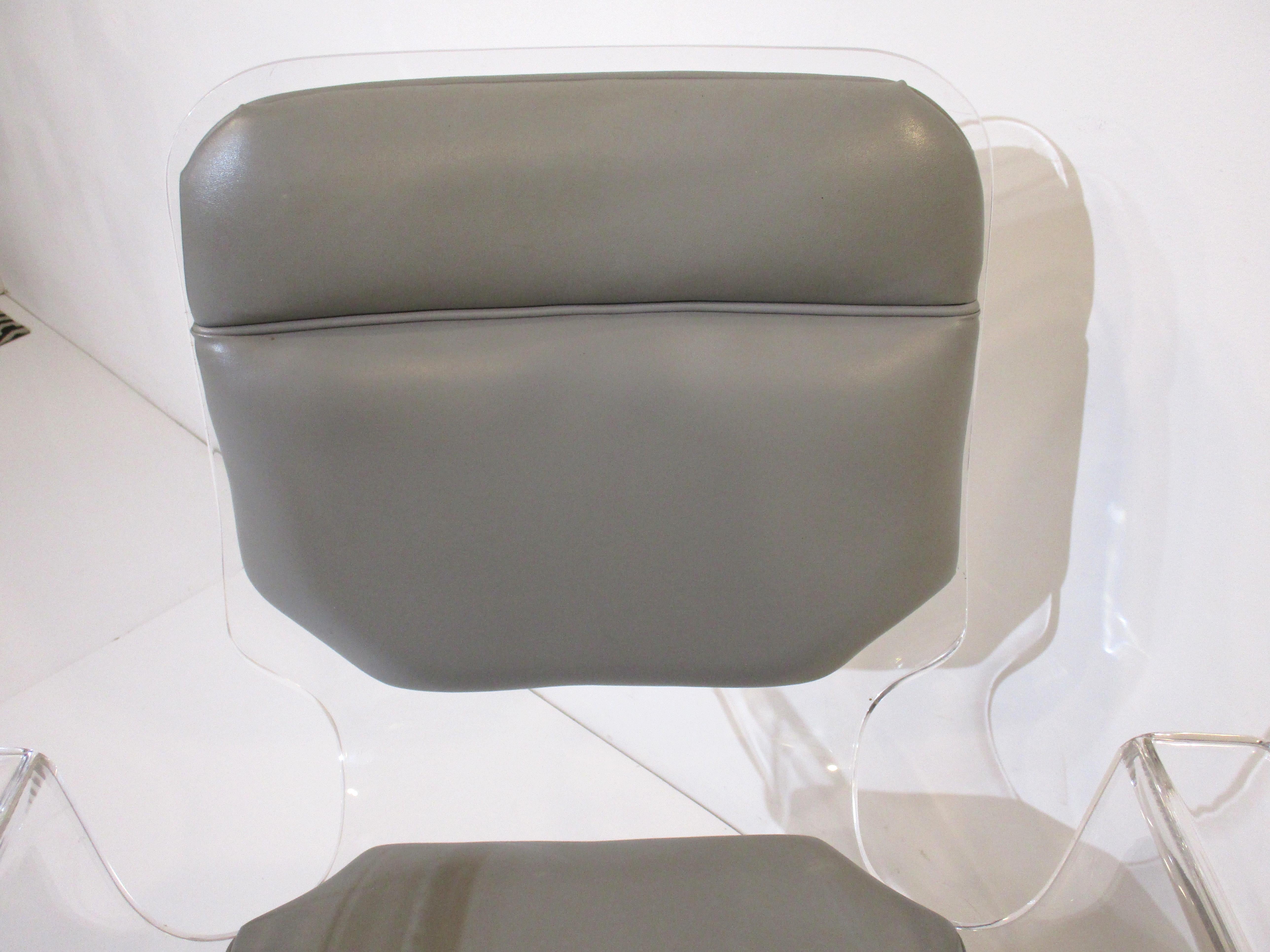 Lucite Rolling Desk Chair in the Style of Charles Hollis Jones by Hill Co 1