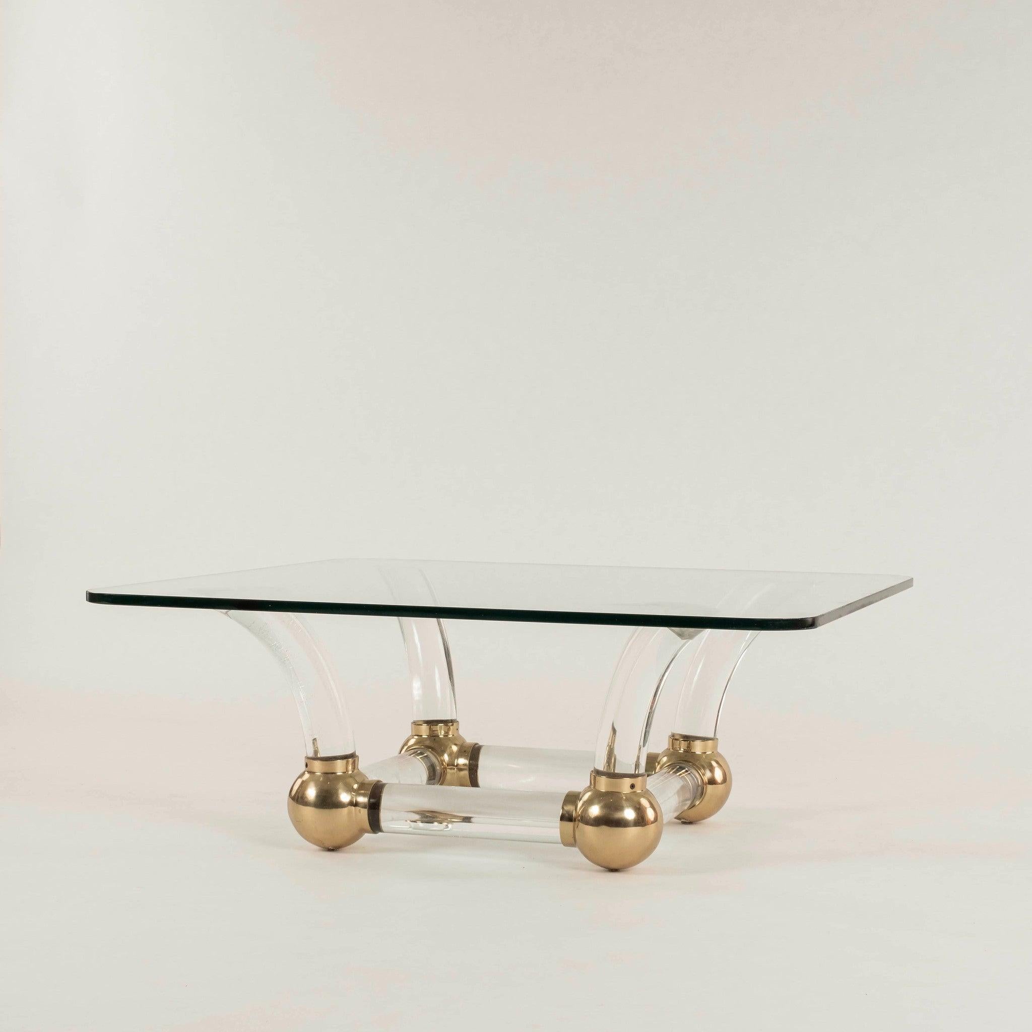 1980s Karl Springer-style cocktail table featuring a 5/8