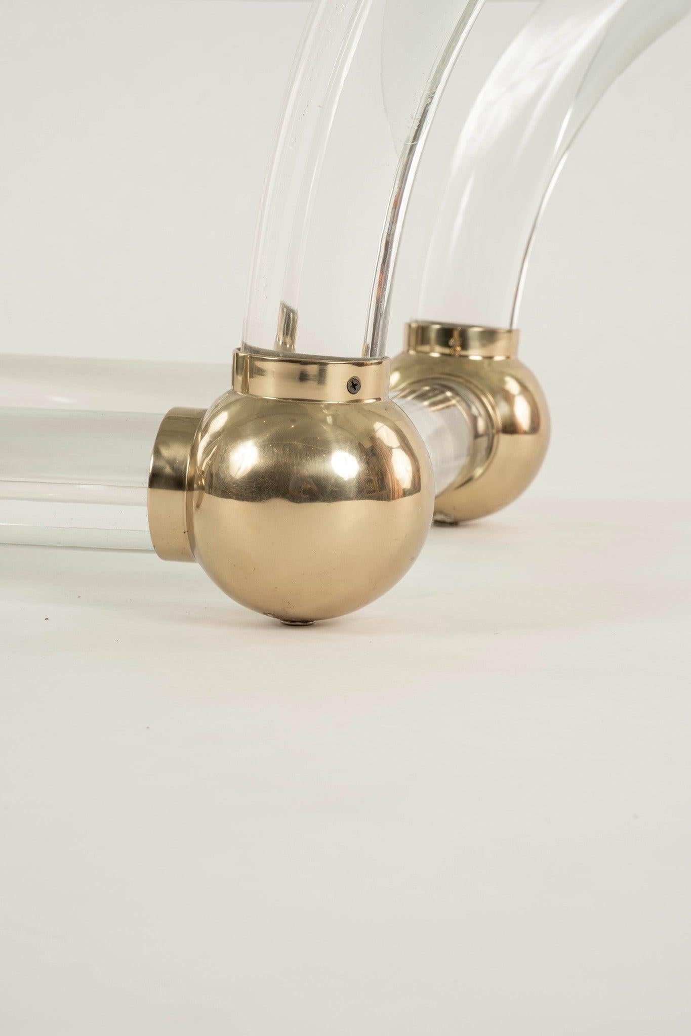 20th Century Lucite Sabre Leg Cocktail Table Attr. to Karl Springer For Sale