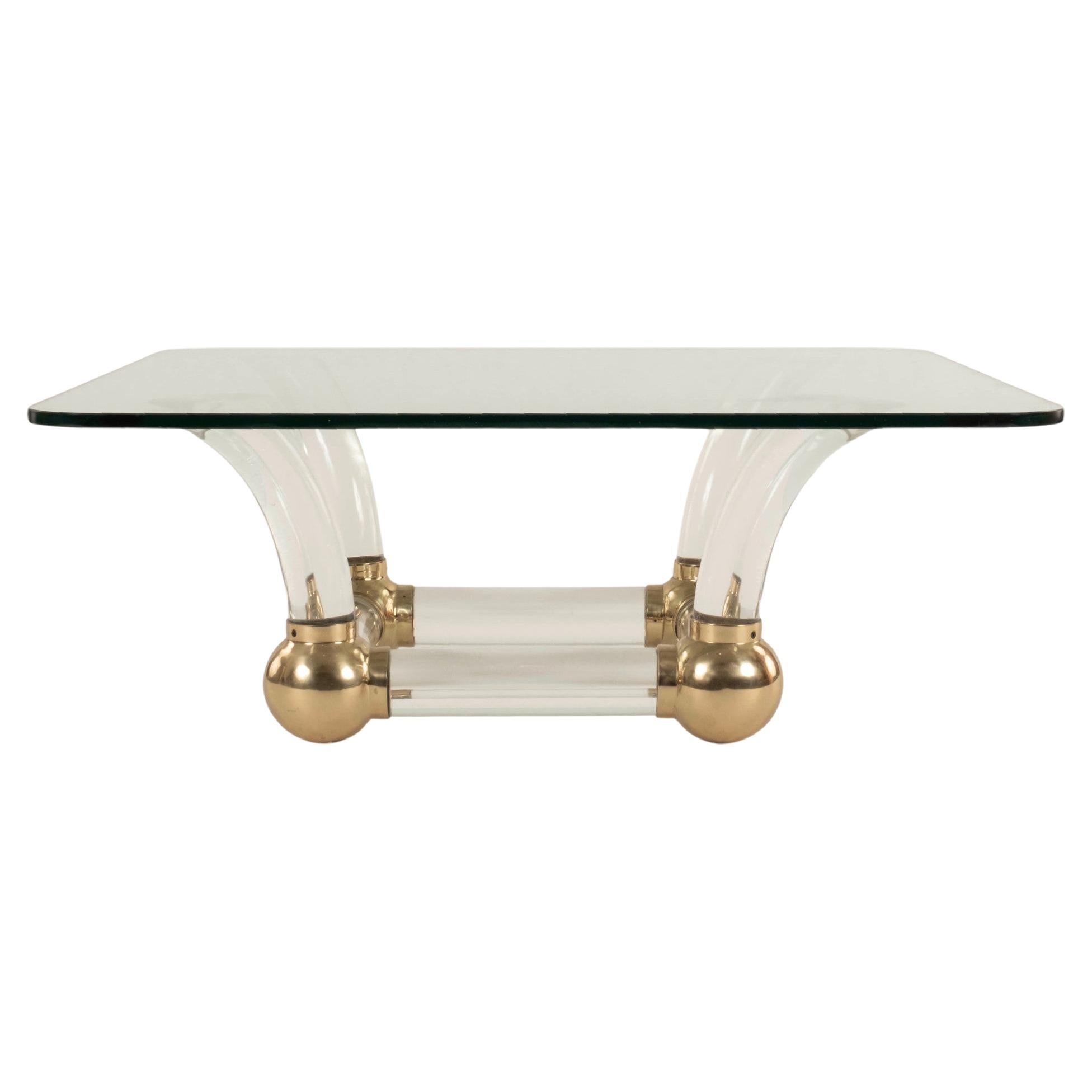 Lucite Sabre Leg Cocktail Table Attr. to Karl Springer For Sale