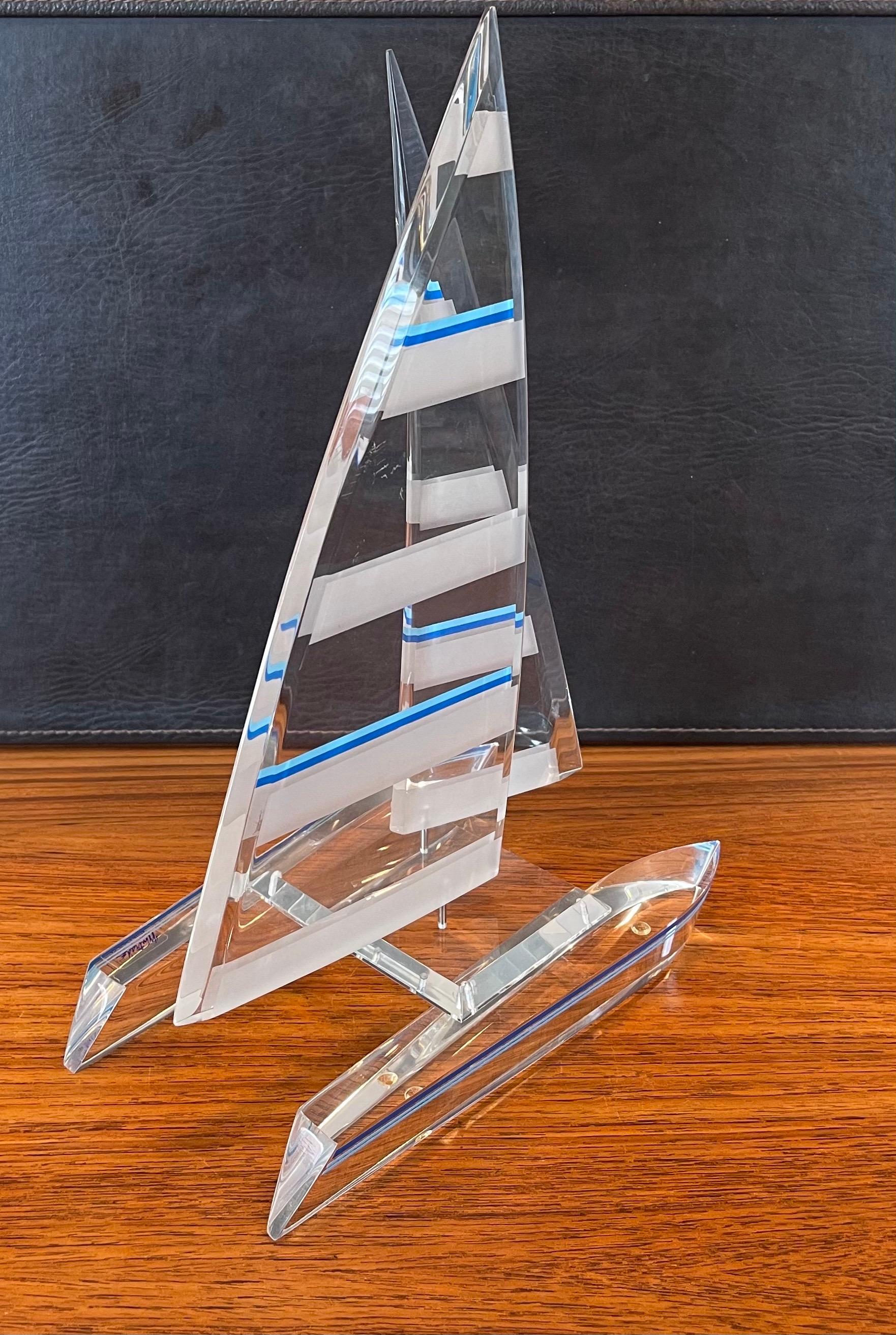 Lucite Sailboat / Catamaran Sculpture by Wintrade of Beverly Hills For Sale 5