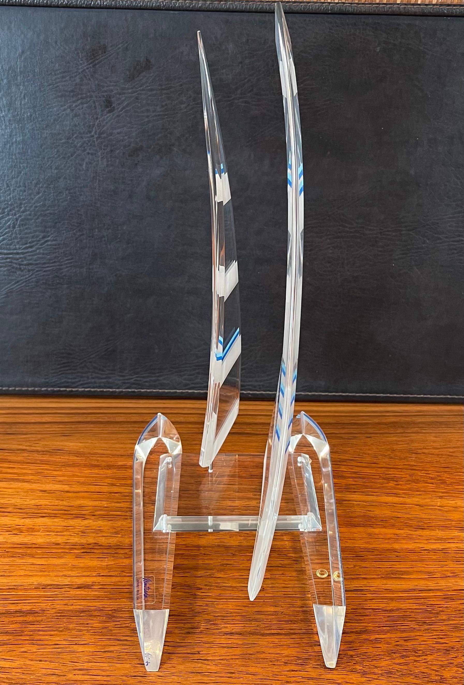 Lucite Sailboat / Catamaran Sculpture by Wintrade of Beverly Hills For Sale 6