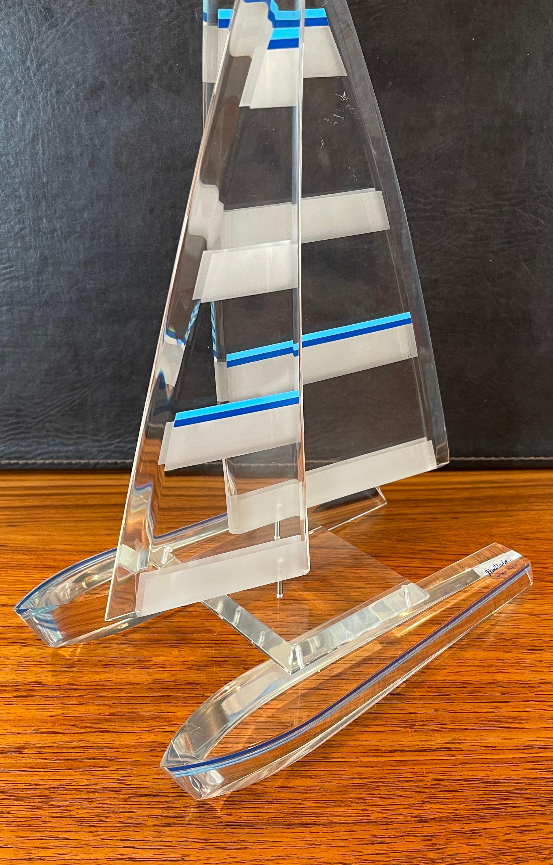 North American Lucite Sailboat / Catamaran Sculpture by Wintrade of Beverly Hills For Sale