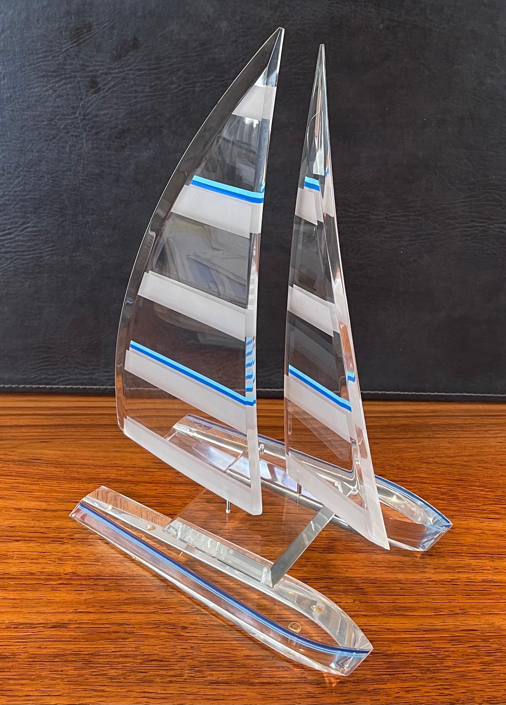 Lucite Sailboat / Catamaran Sculpture by Wintrade of Beverly Hills For Sale 4