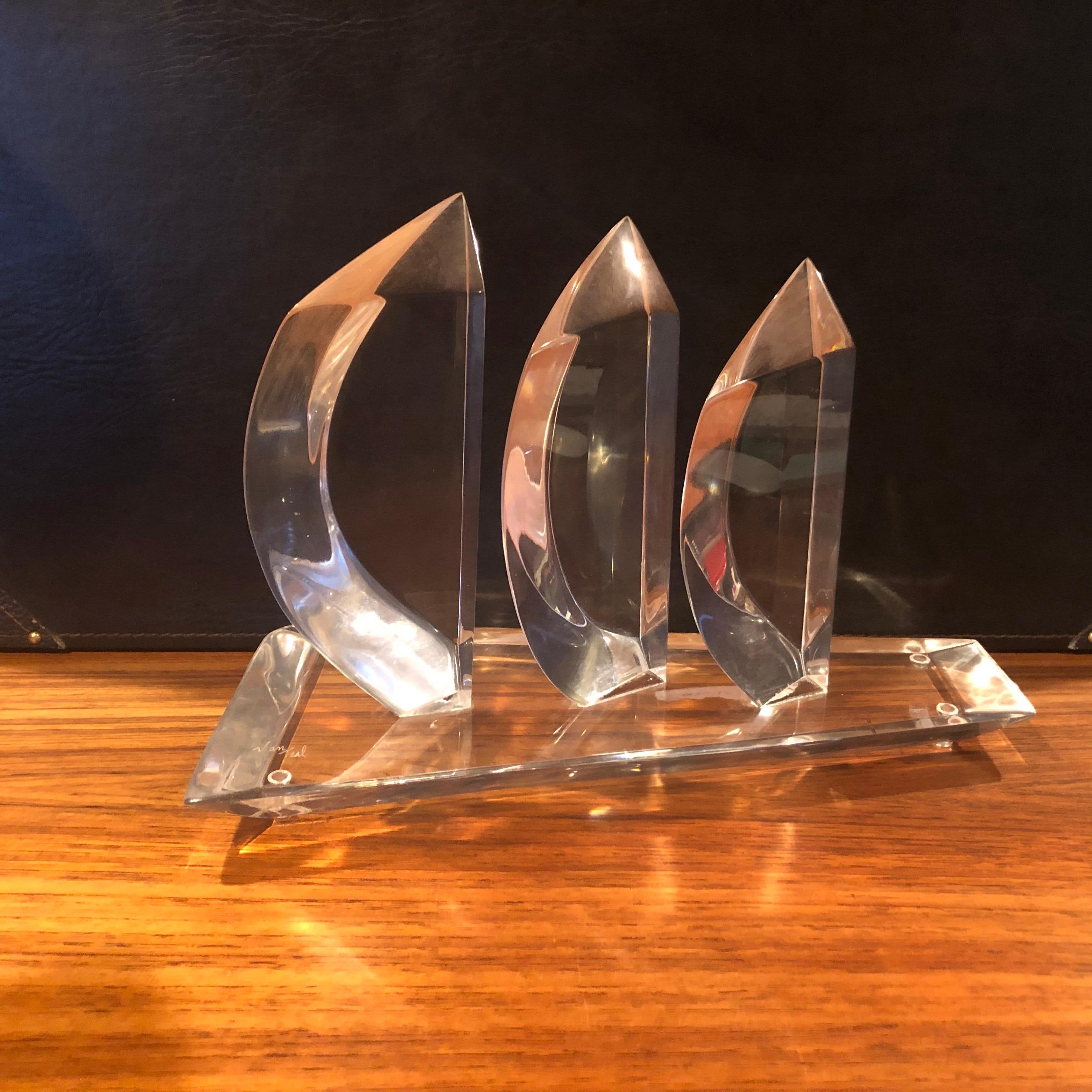 Mid-Century Modern Lucite Sailboat Sculpture by Hivo Van Teal