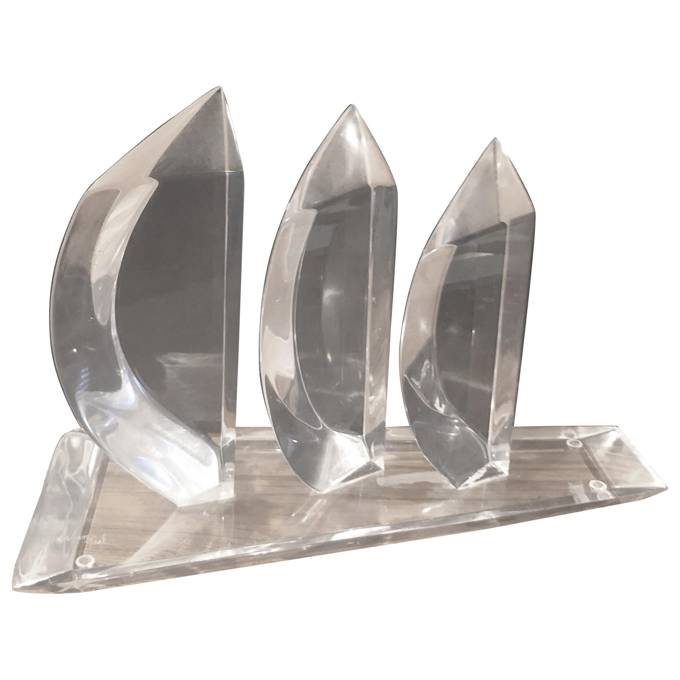 Lucite Sailboat Sculpture by Hivo Van Teal