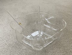 Lucite Salad Bowl and Servers "Amanda Set" by Guzzini, New Old Stock in Box