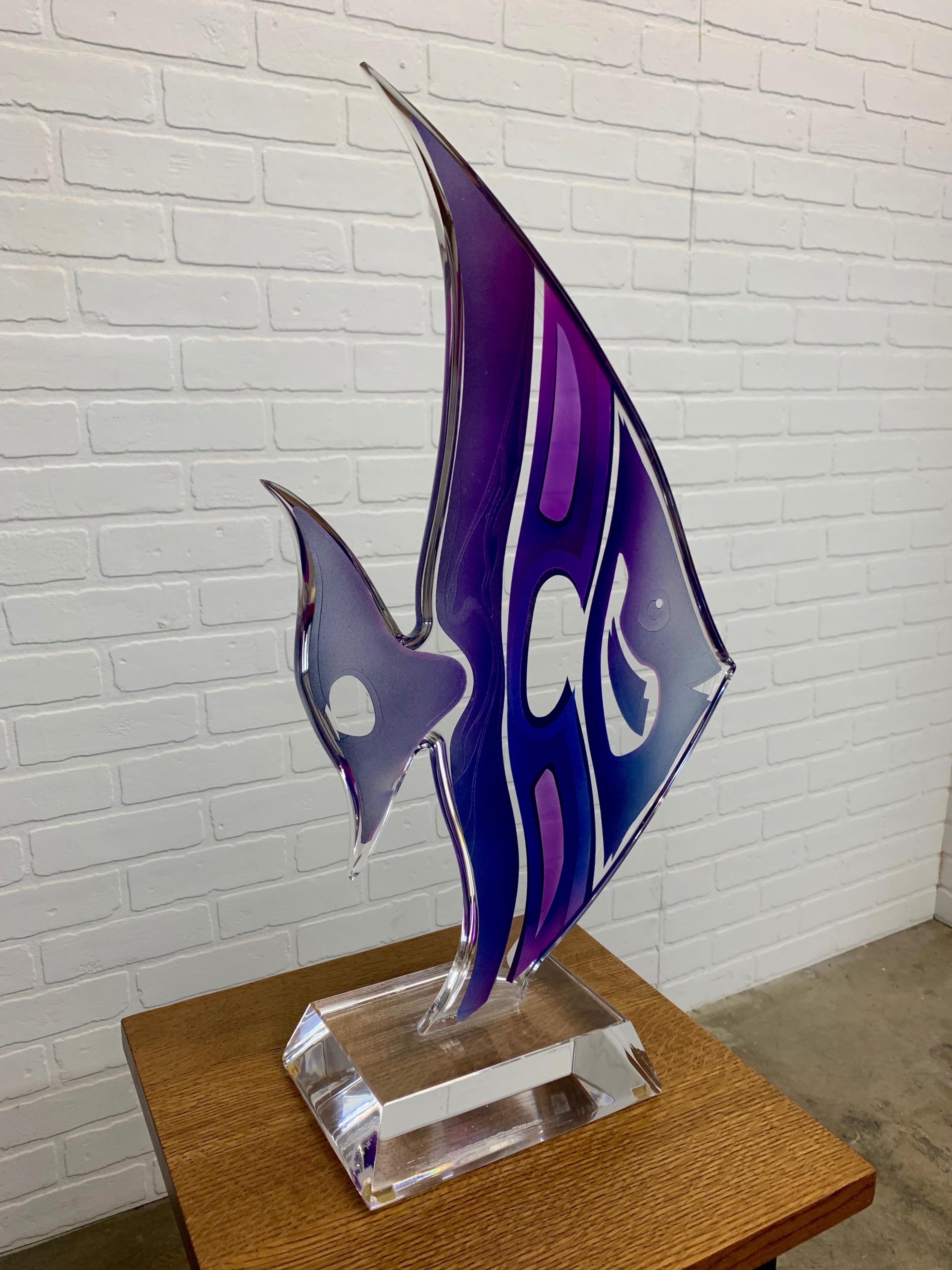 Acrylic Lucite Sculpture Angel Fish by Shlomi Haziza