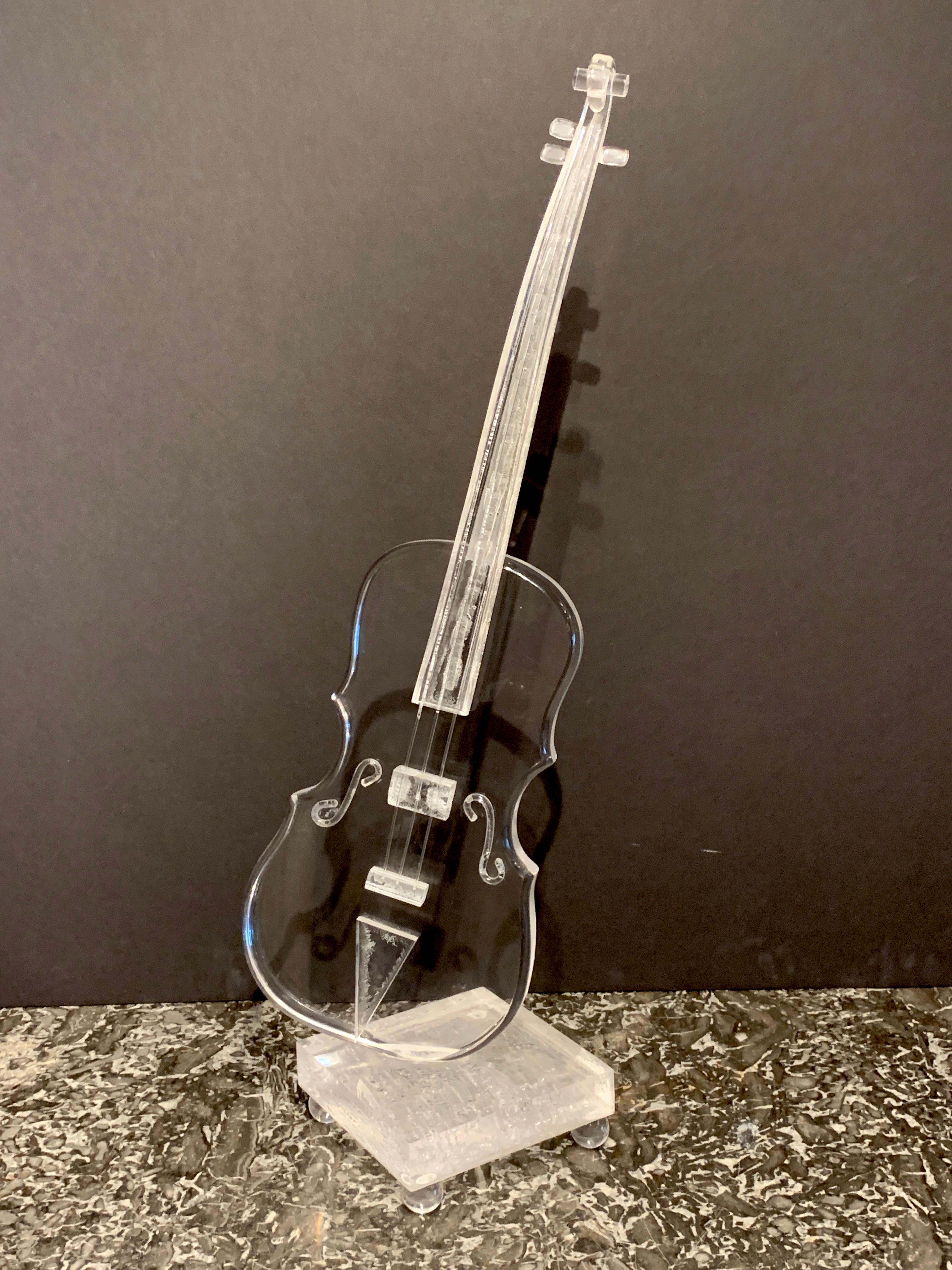 Lucite sculpture of a violin in the style Armand.
