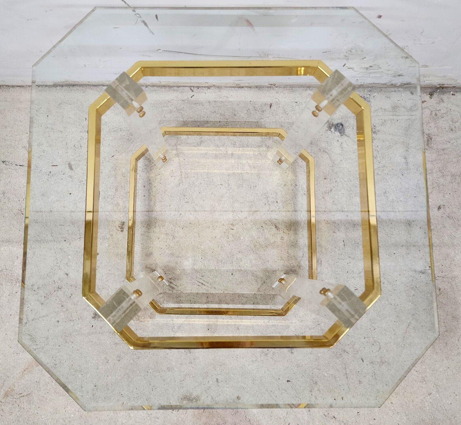 Lucite Side Coffee Table Charles Hollis Jones Style 24 Karat Gold Plated In Good Condition For Sale In Lake Worth, FL