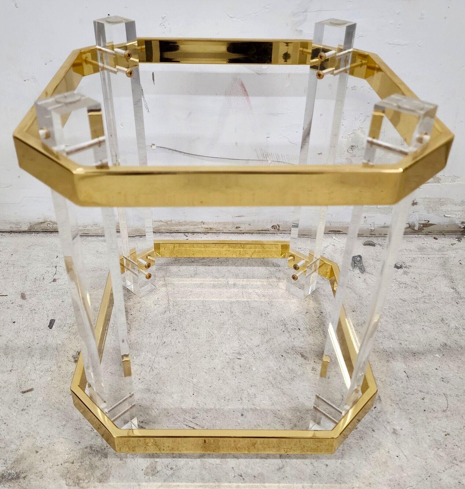 Late 20th Century Lucite Side Coffee Table Charles Hollis Jones Style 24 Karat Gold Plated For Sale