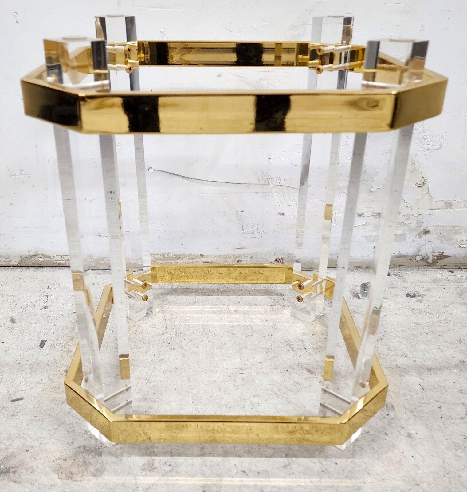 Metal Lucite Side Coffee Table Charles Hollis Jones Style 24 Karat Gold Plated For Sale