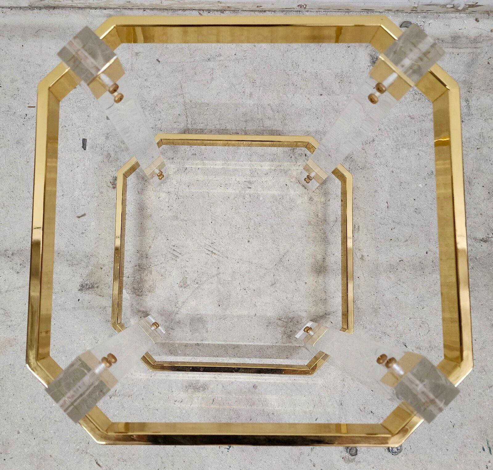 Lucite Side Coffee Table Charles Hollis Jones Style 24 Karat Gold Plated For Sale 1