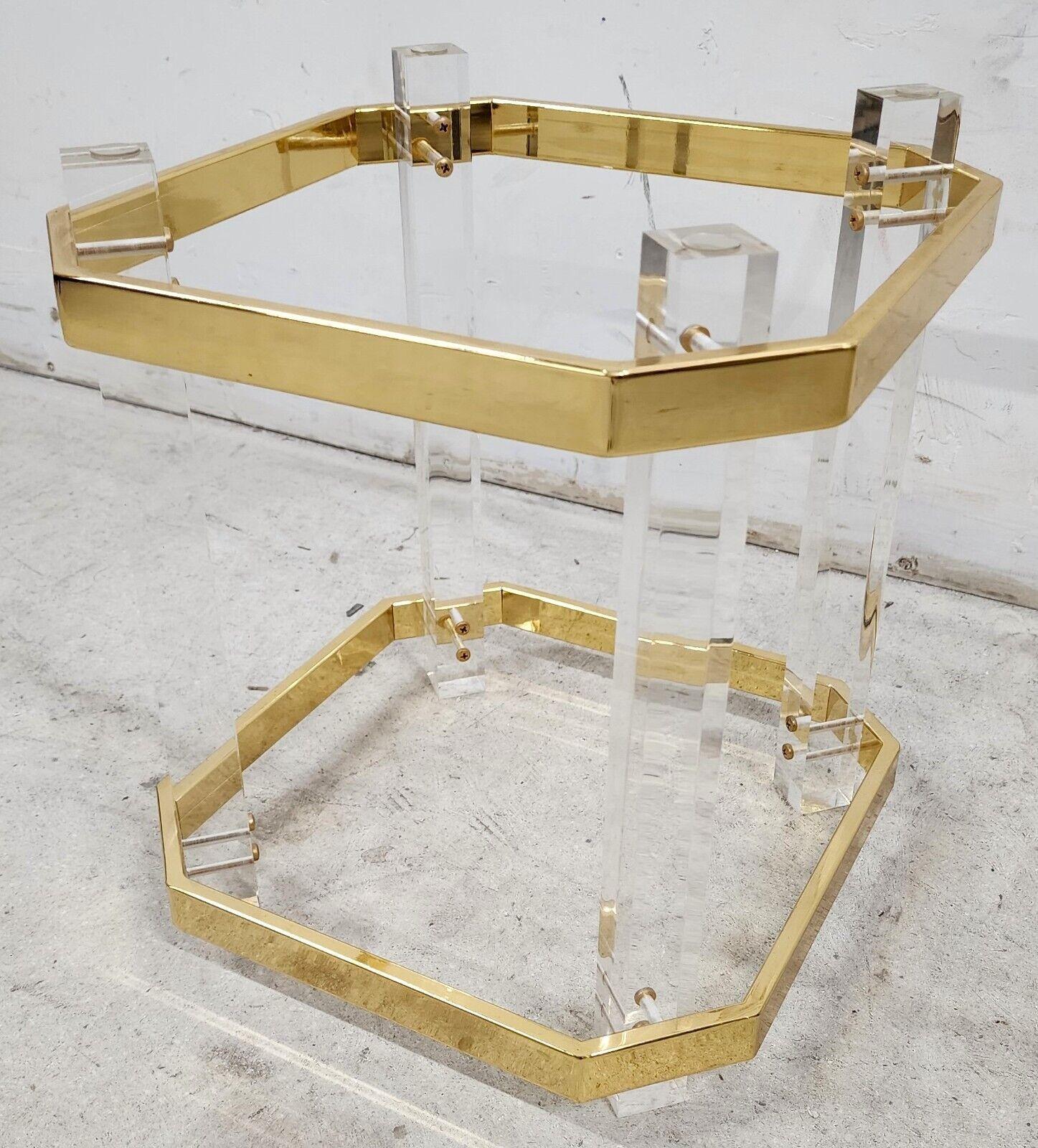 Lucite Side Coffee Table Charles Hollis Jones Style 24 Karat Gold Plated For Sale 3