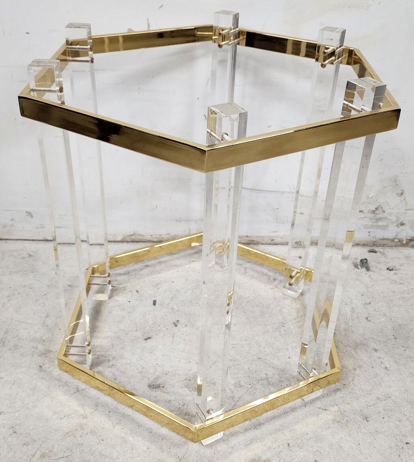 Late 20th Century Lucite Side Table 24 Karat Gold Plated Charles Hollis Jones Style For Sale