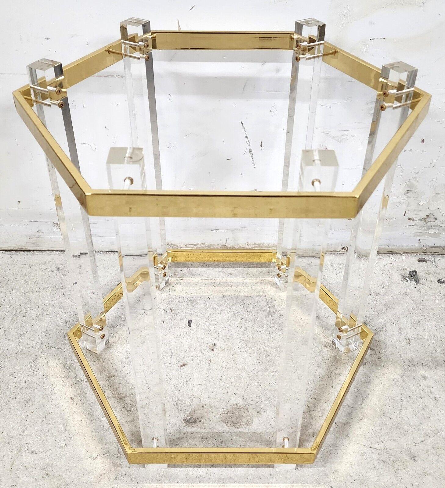 Lucite Side Table 24 Karat Gold Plated Charles Hollis Jones Style For Sale 2