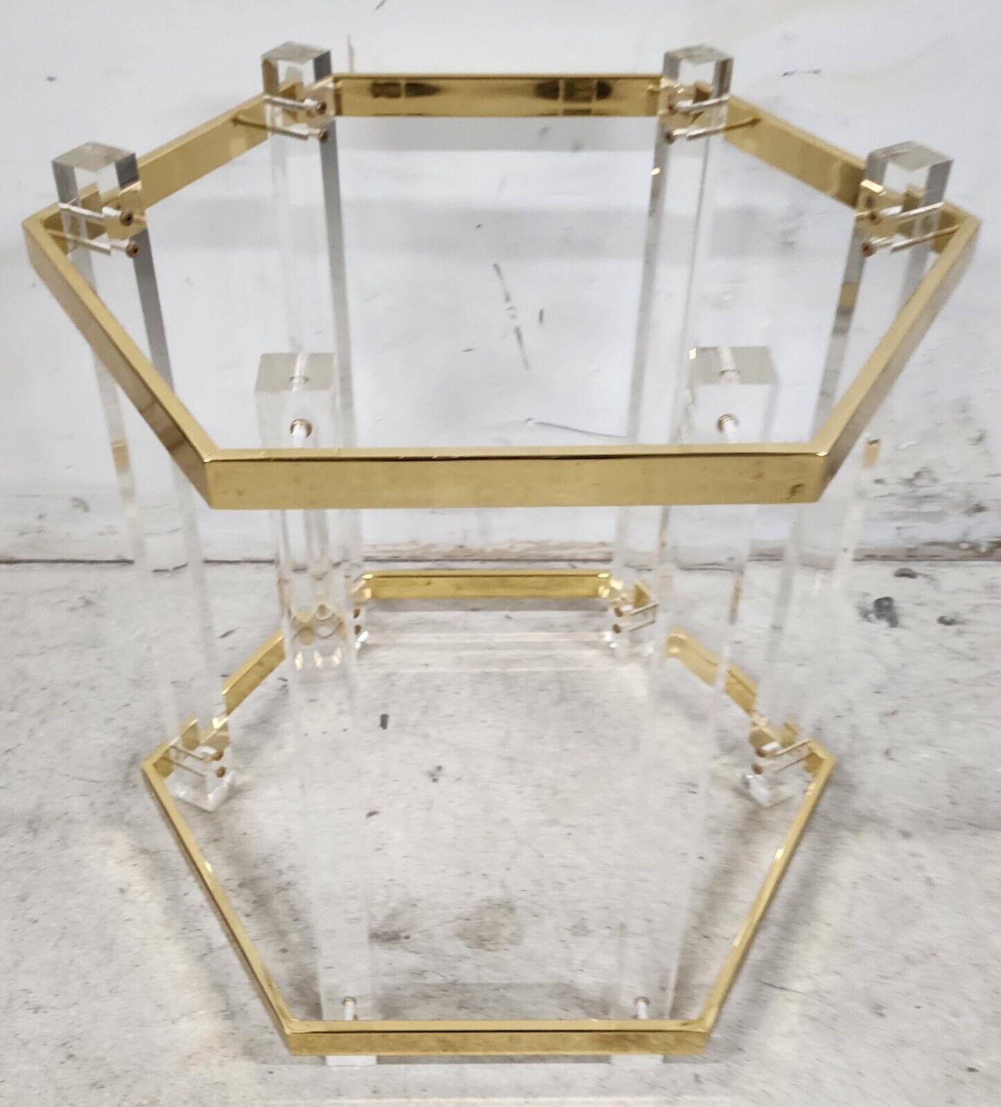 Table d'appoint Charles Hollis Jones style plaqué or 24 carats et Lucite en vente 2