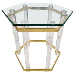 Lucite Side Table 24 Karat Gold Plated Charles Hollis Jones Style
