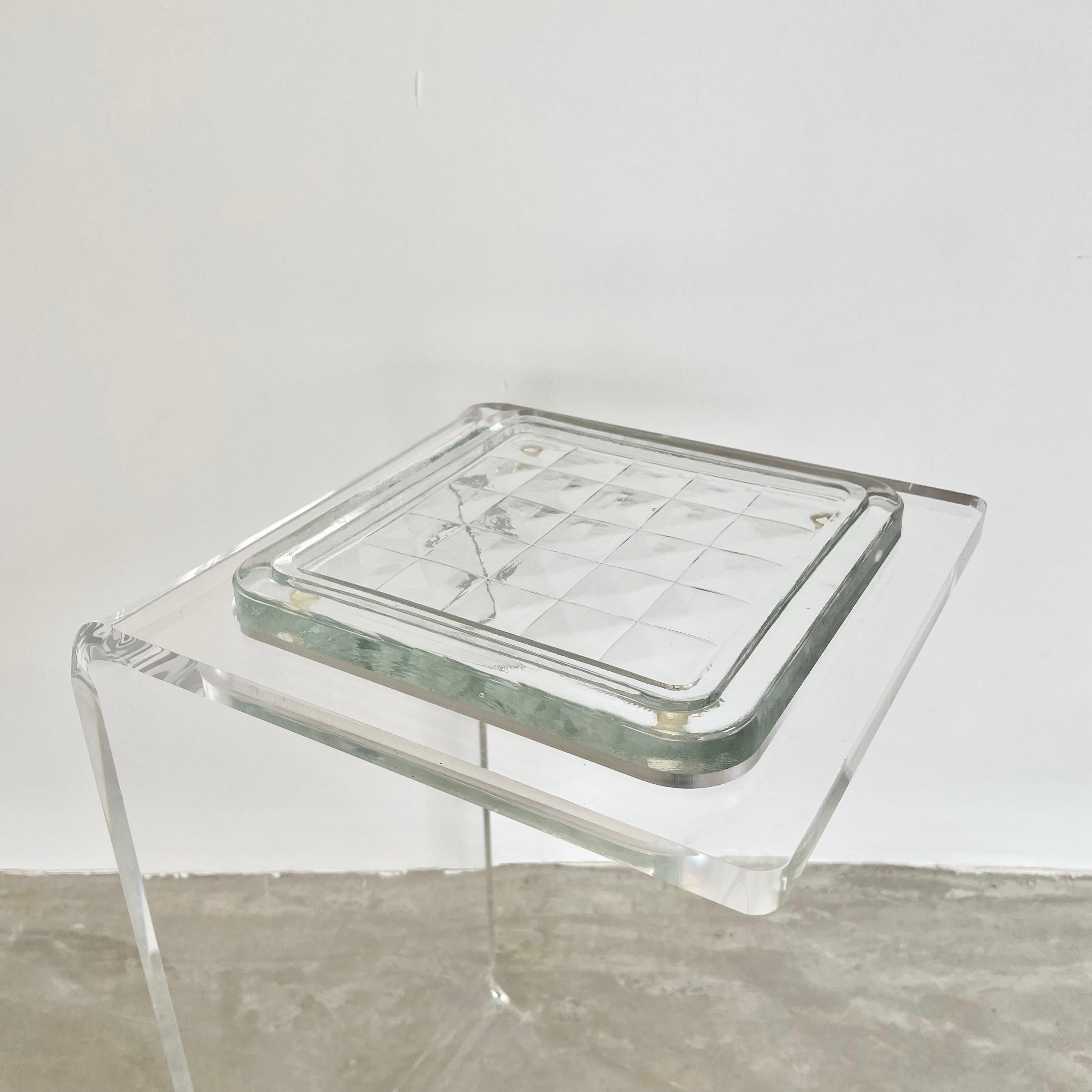 Glass Lucite Side Table Catchall, 1980s Germany For Sale