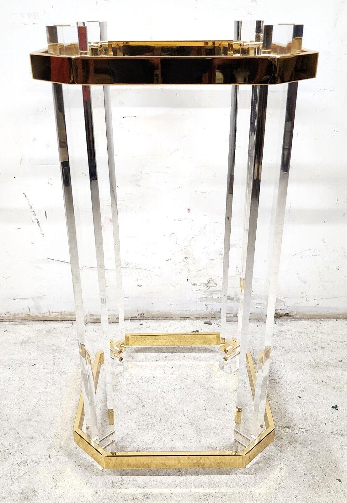 Lucite Side Table Charles Hollis Jones Style 24 Karat Gold Plated In Good Condition For Sale In Lake Worth, FL
