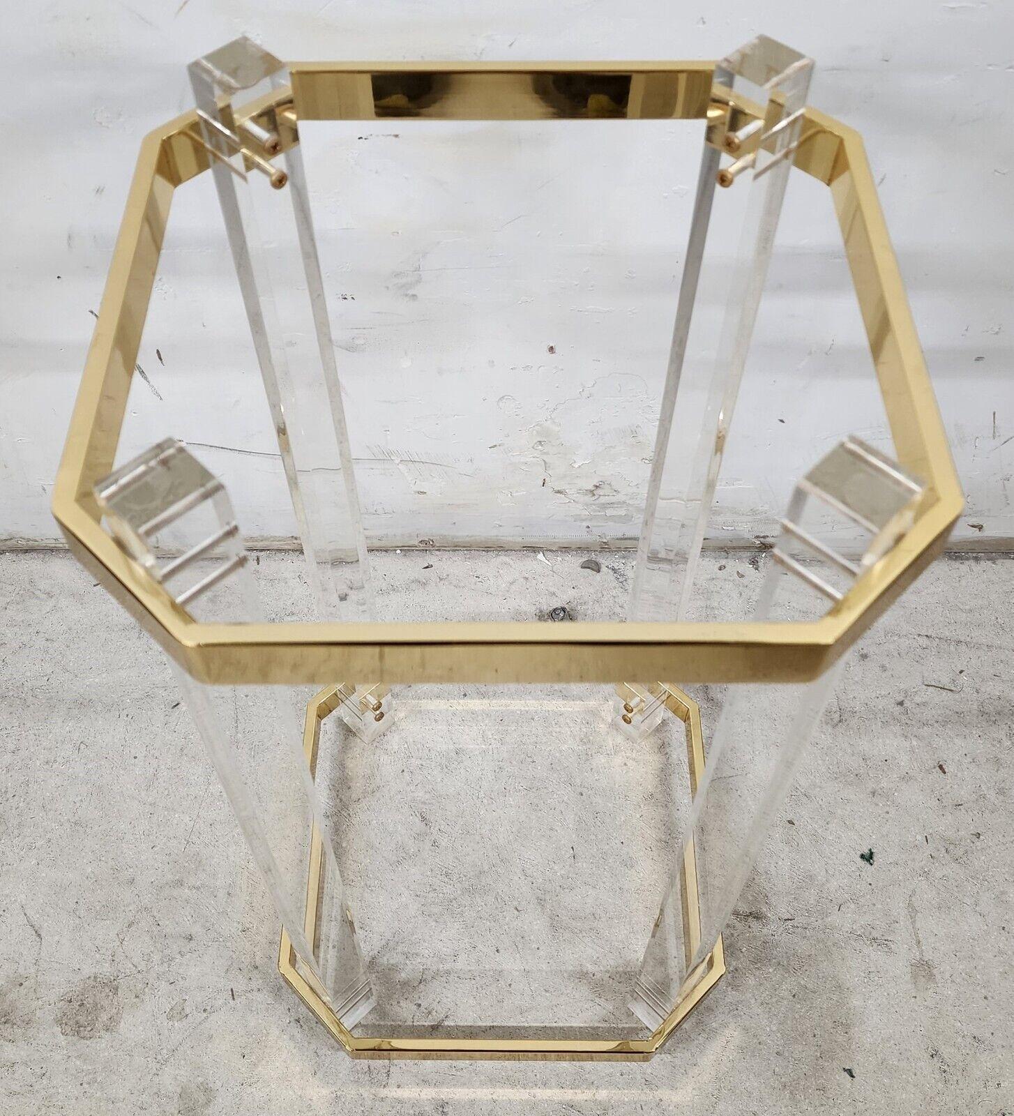 Late 20th Century Lucite Side Table Charles Hollis Jones Style 24 Karat Gold Plated For Sale