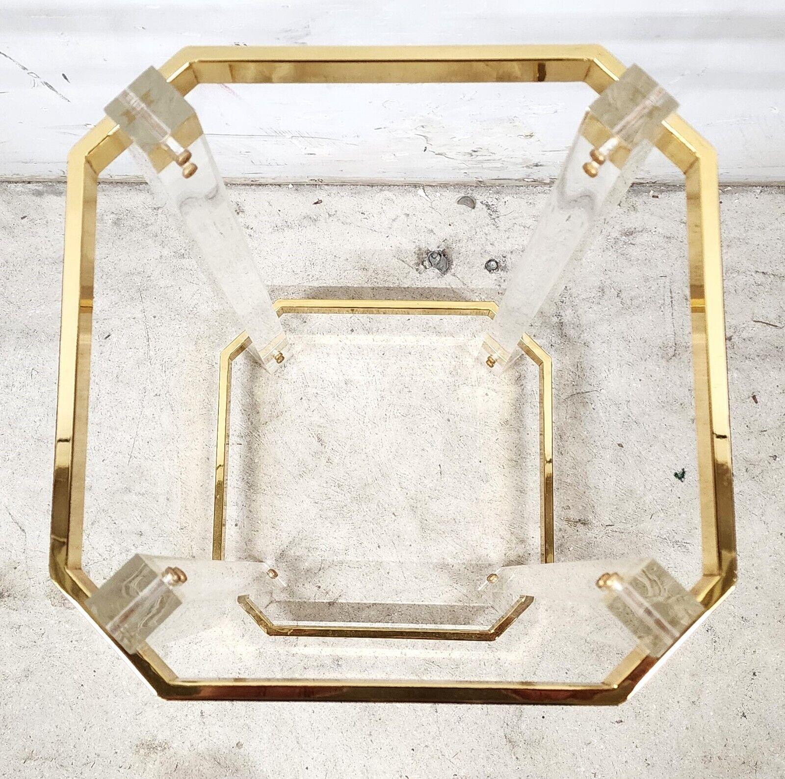 Lucite Side Table Charles Hollis Jones Style 24 Karat Gold Plated For Sale 1