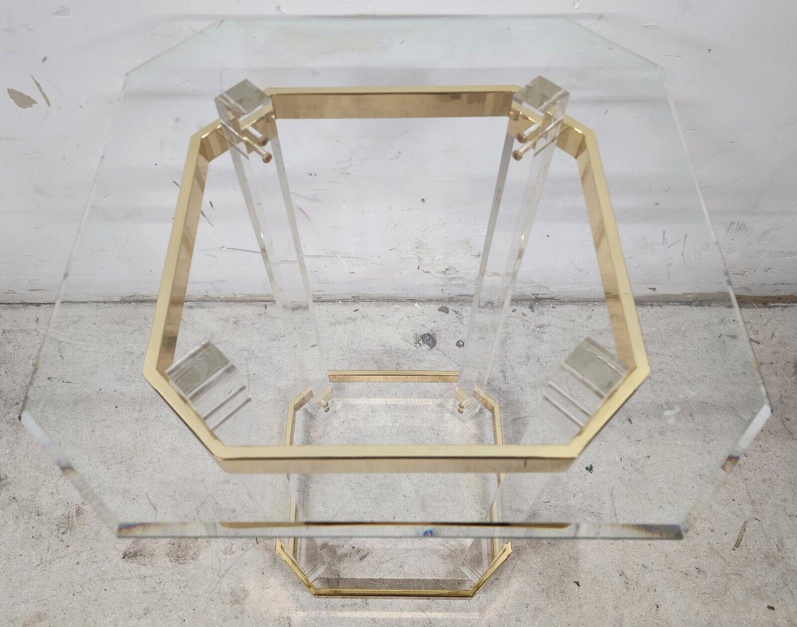 Lucite Side Table Charles Hollis Jones Style 24 Karat Gold Plated For Sale 2
