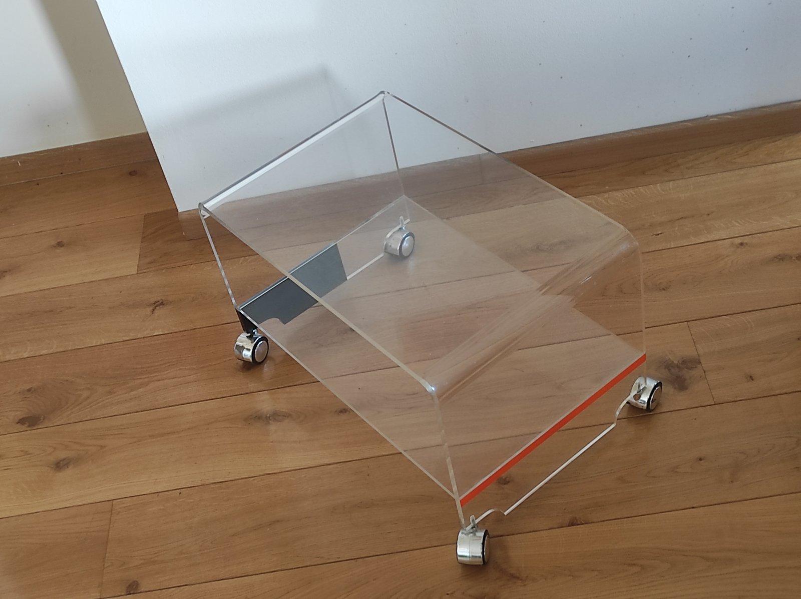 Italian Lucite Side Table Trolley Italy 1970s For Sale