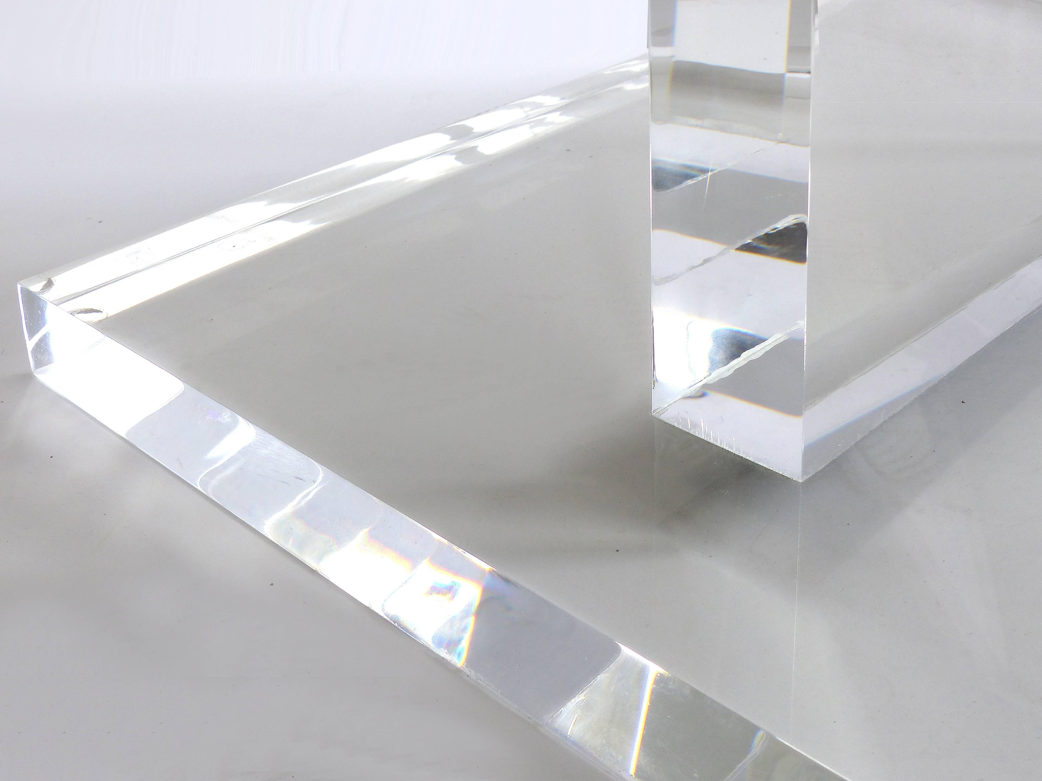 Custom Lucite Side Table with Removable Black Acrylic Sleeve In New Condition In Miami, FL