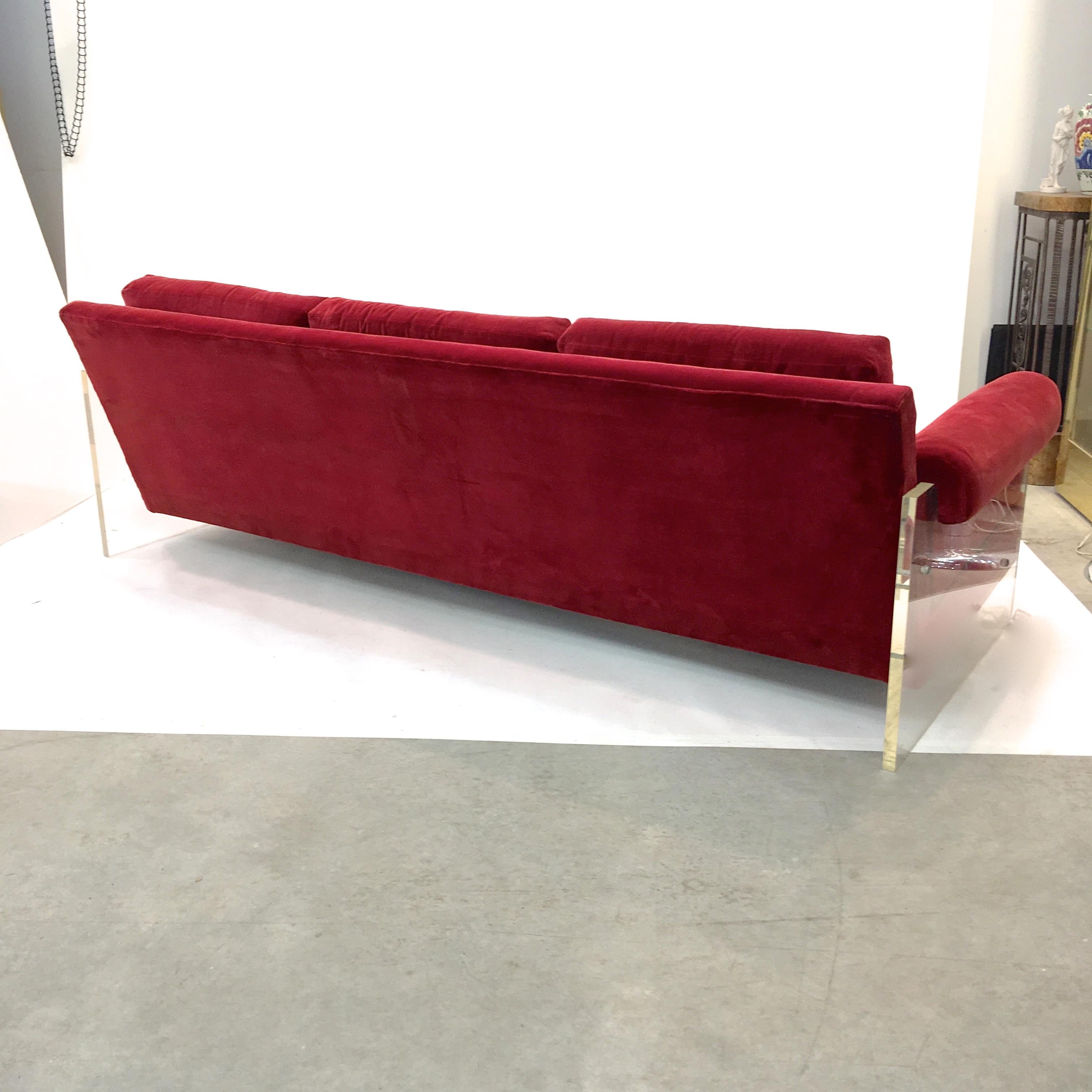 Mid-Century Modern Lucite Sided Sofa by Milo Baughman for Thayer Coggin