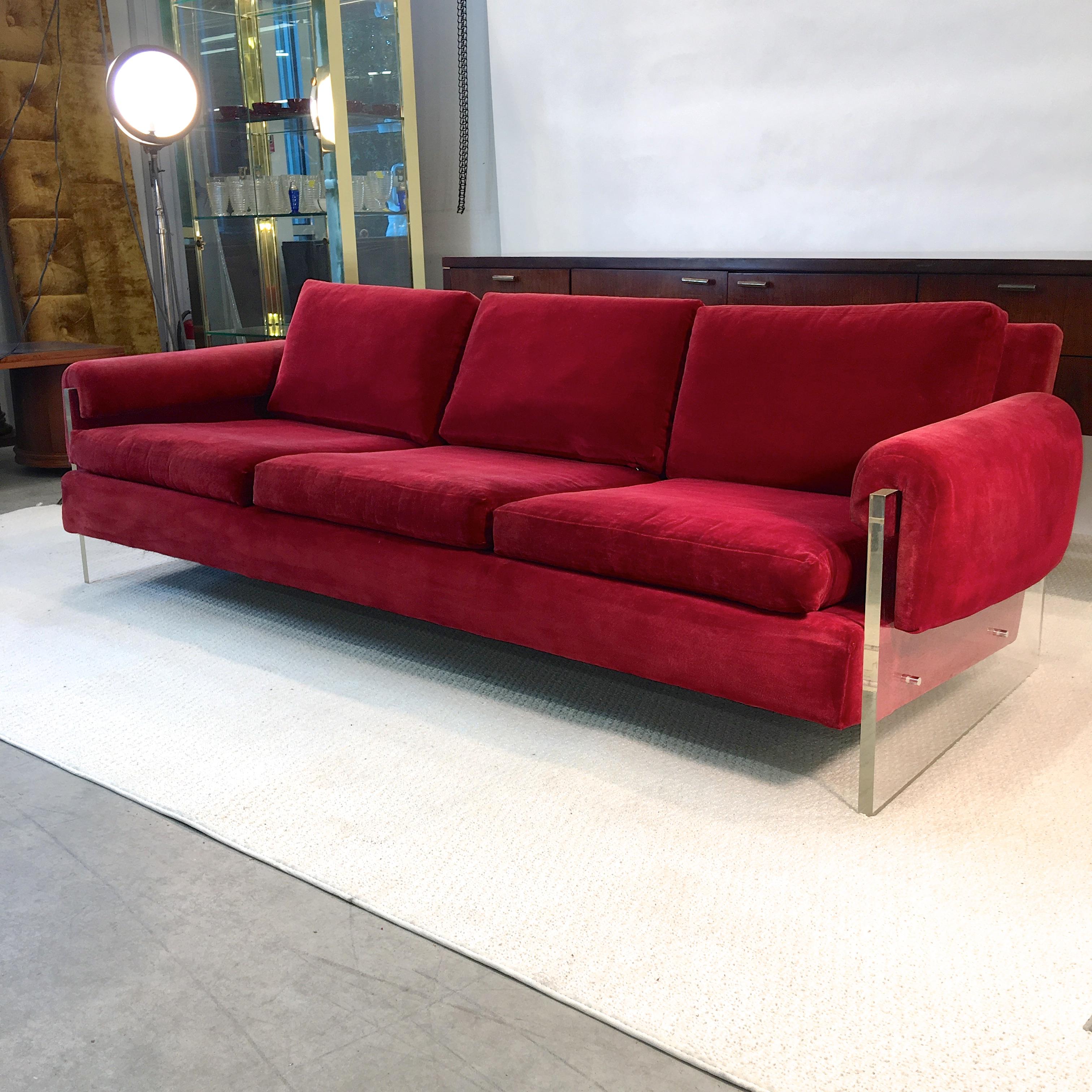 American Lucite Sided Sofa by Milo Baughman for Thayer Coggin