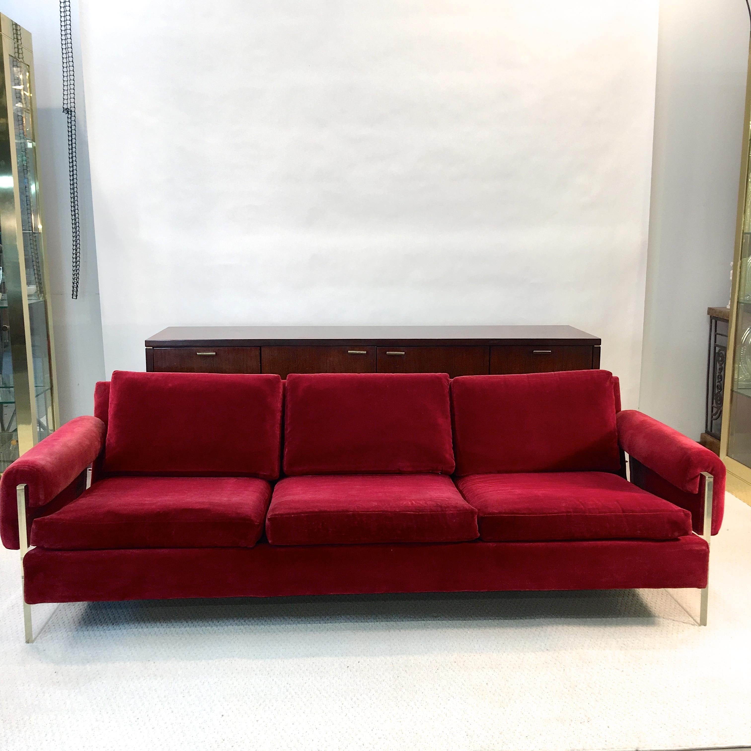 Late 20th Century Lucite Sided Sofa by Milo Baughman for Thayer Coggin