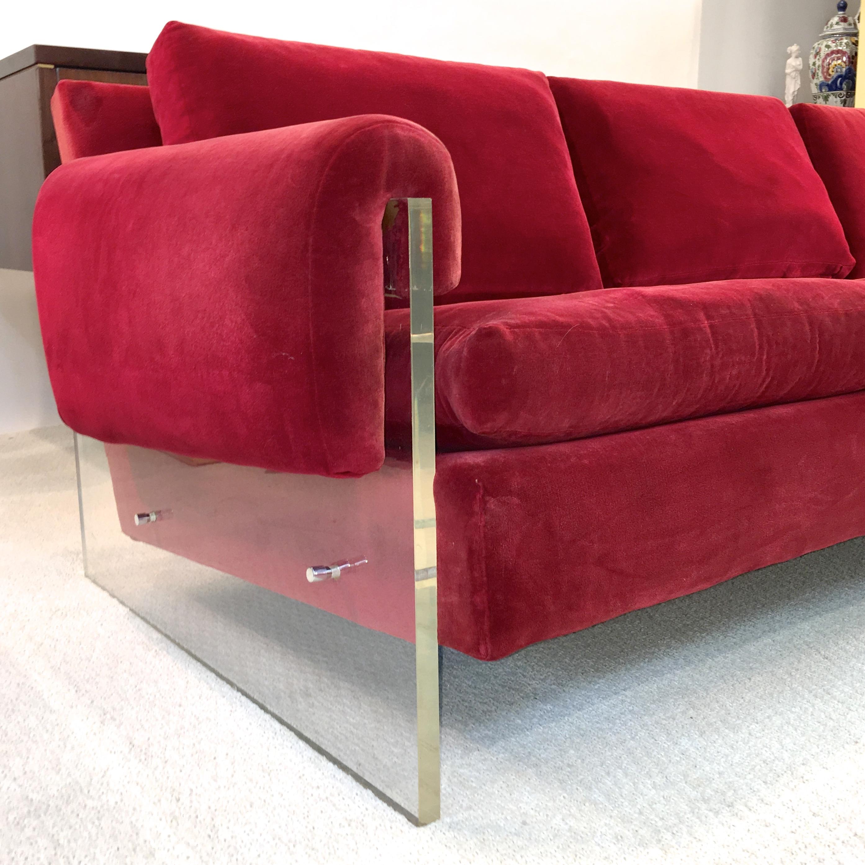 Lucite Sided Sofa by Milo Baughman for Thayer Coggin 1