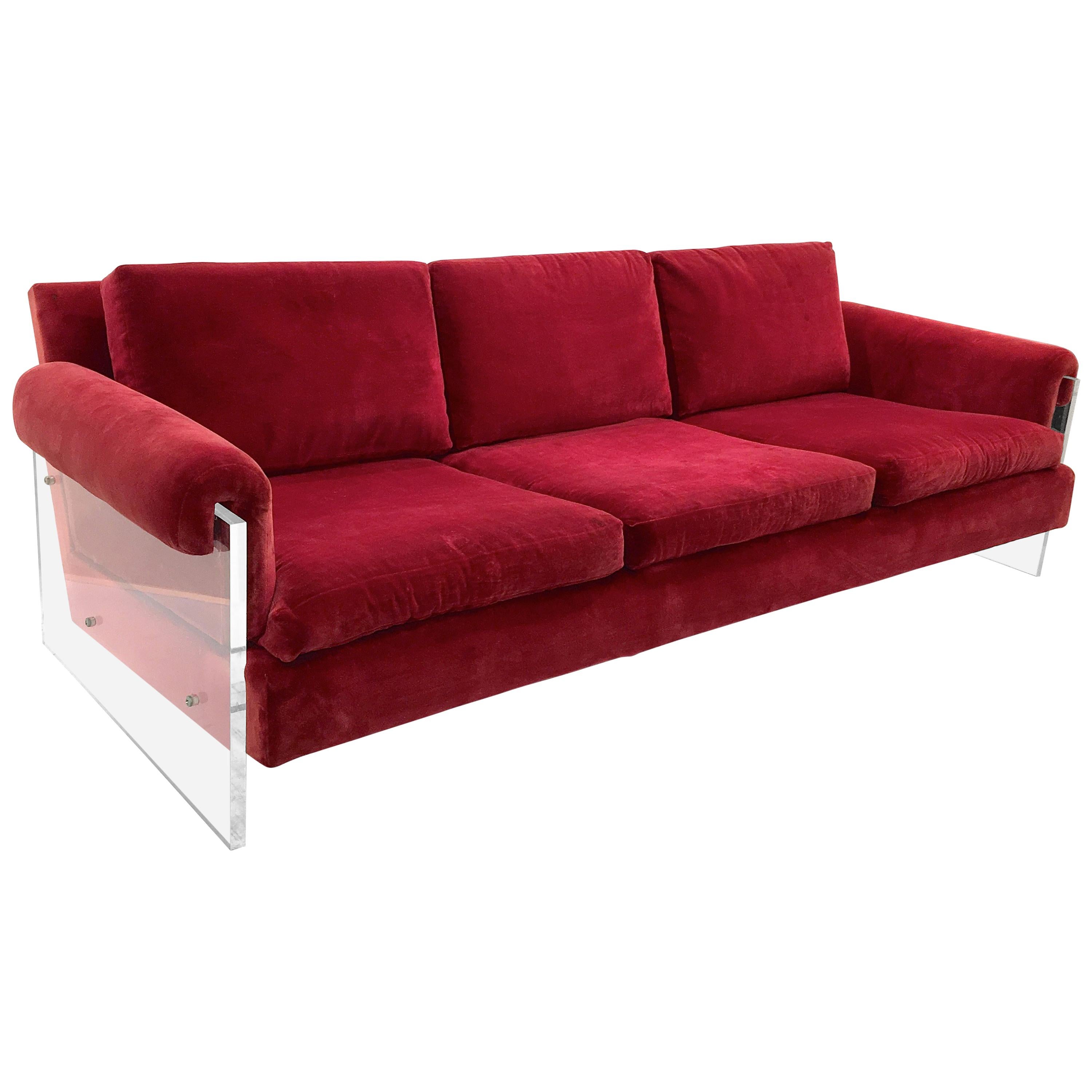 Lucite Sided Sofa by Milo Baughman for Thayer Coggin