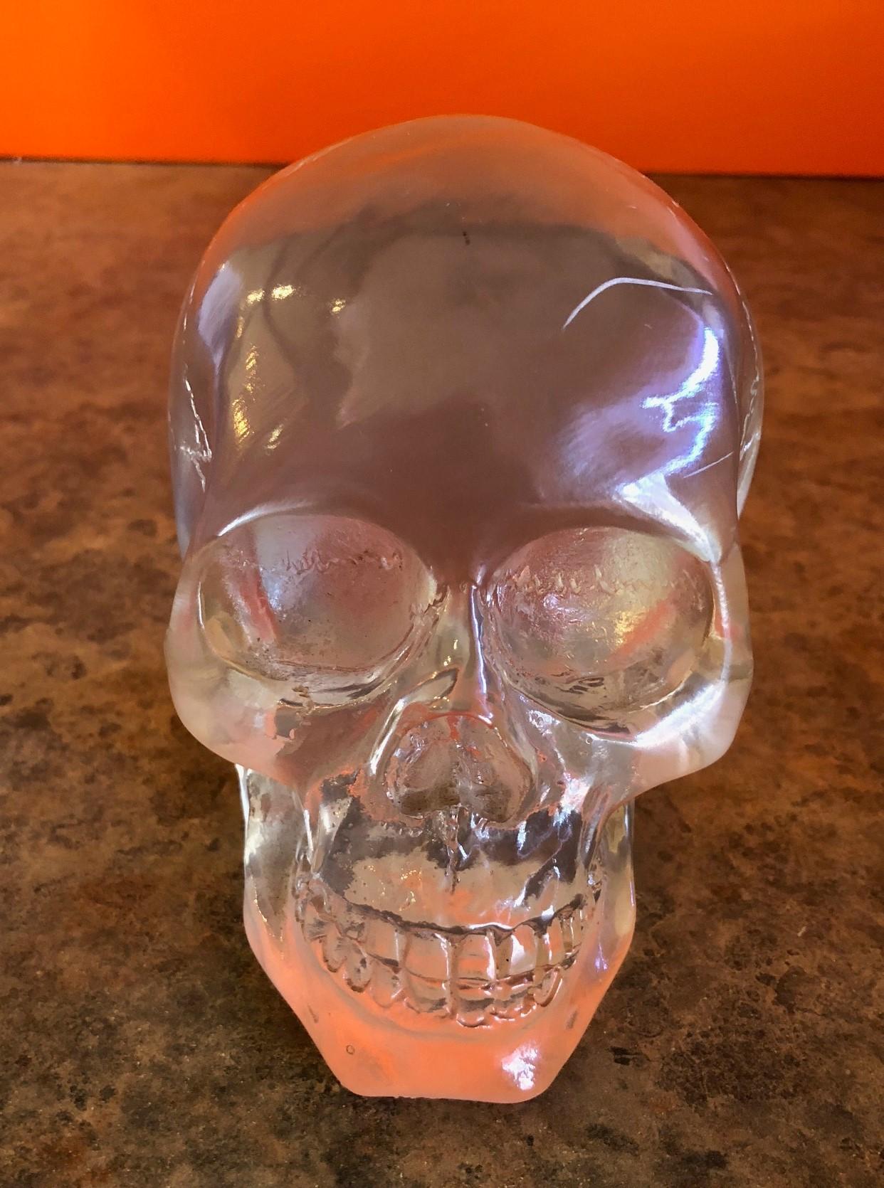 American Lucite Skull or Skeleton Sculpture or Paperweight